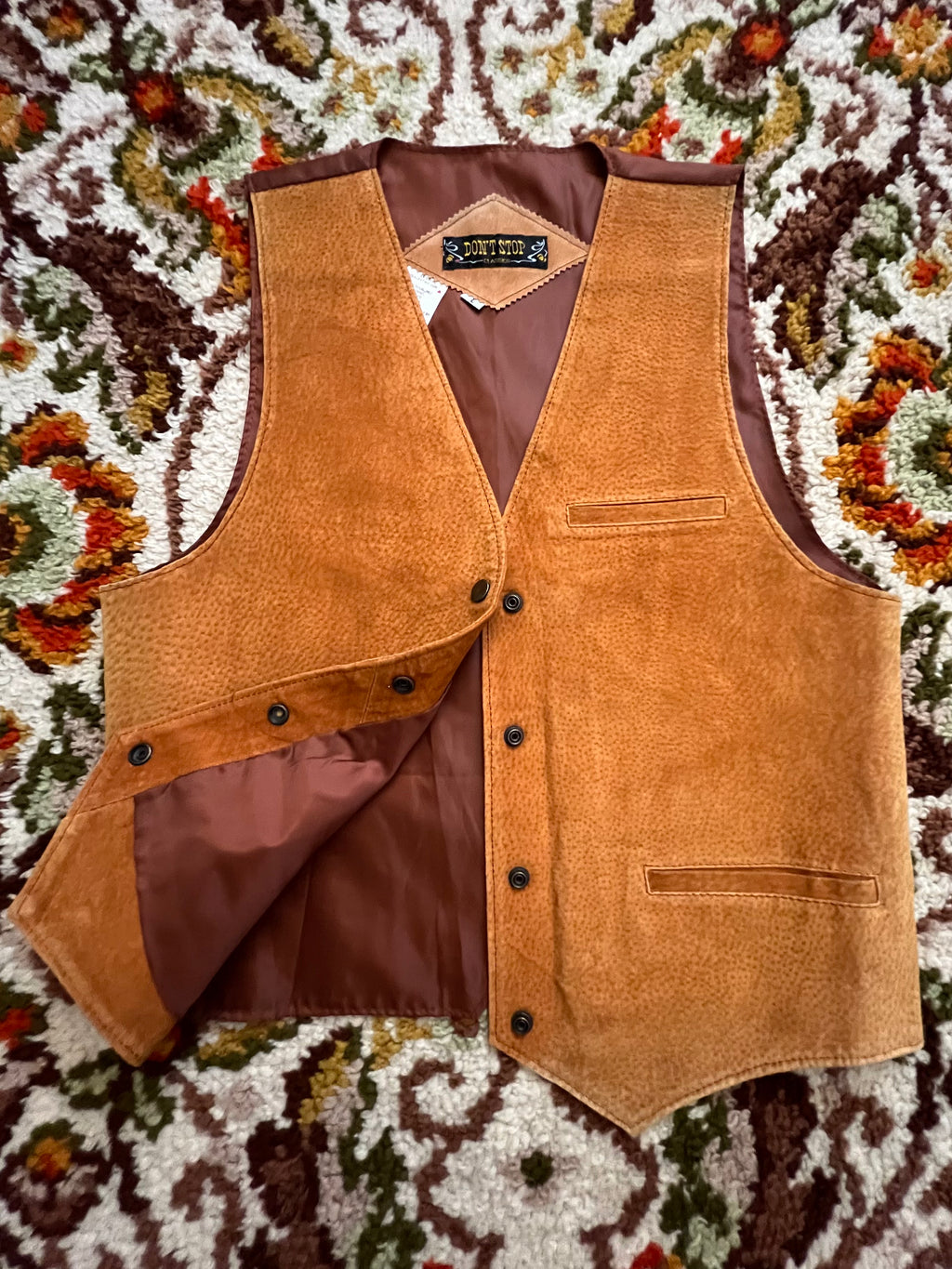 '90s-Y2K Don't Stop Vintage Tan/Orange Suede VestL