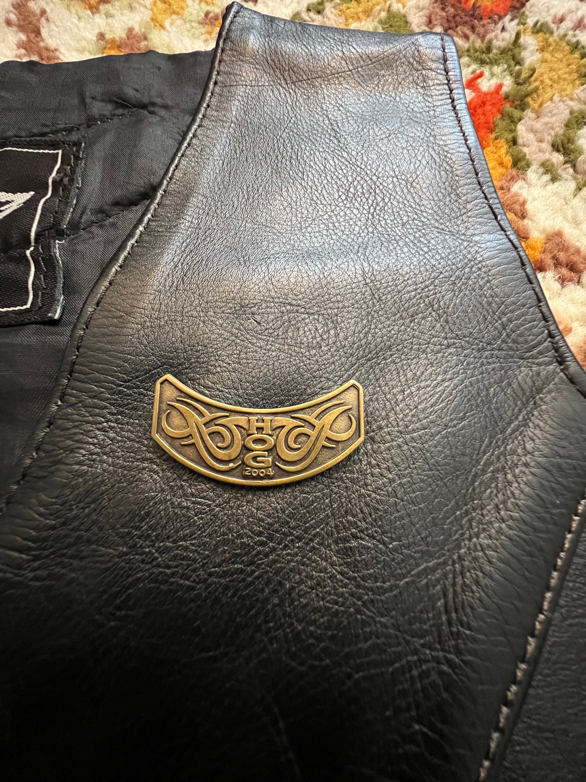 '90s Unik Vintage Leather Apparels Black Leather Vest Harley Rider S