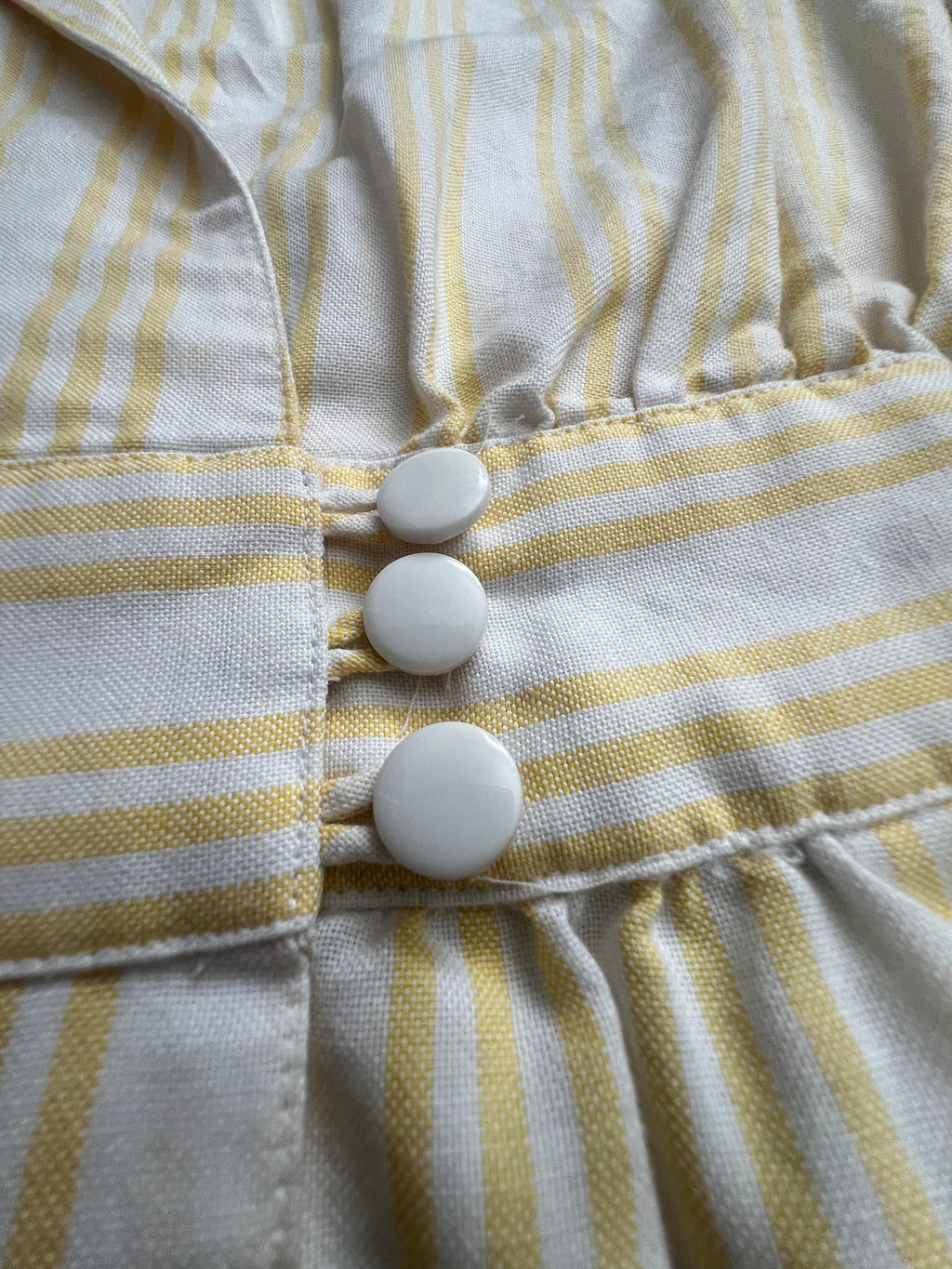 '70s-'80s Melissa Petites Vintage Yellow Striped Short Sleeve Midi Dress 10