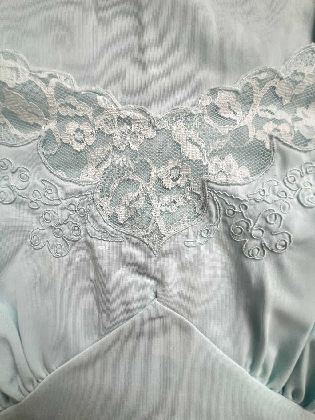 '70s-'80s Aristacraft Vintage Blue Lacey Slip Dress Union Made 34