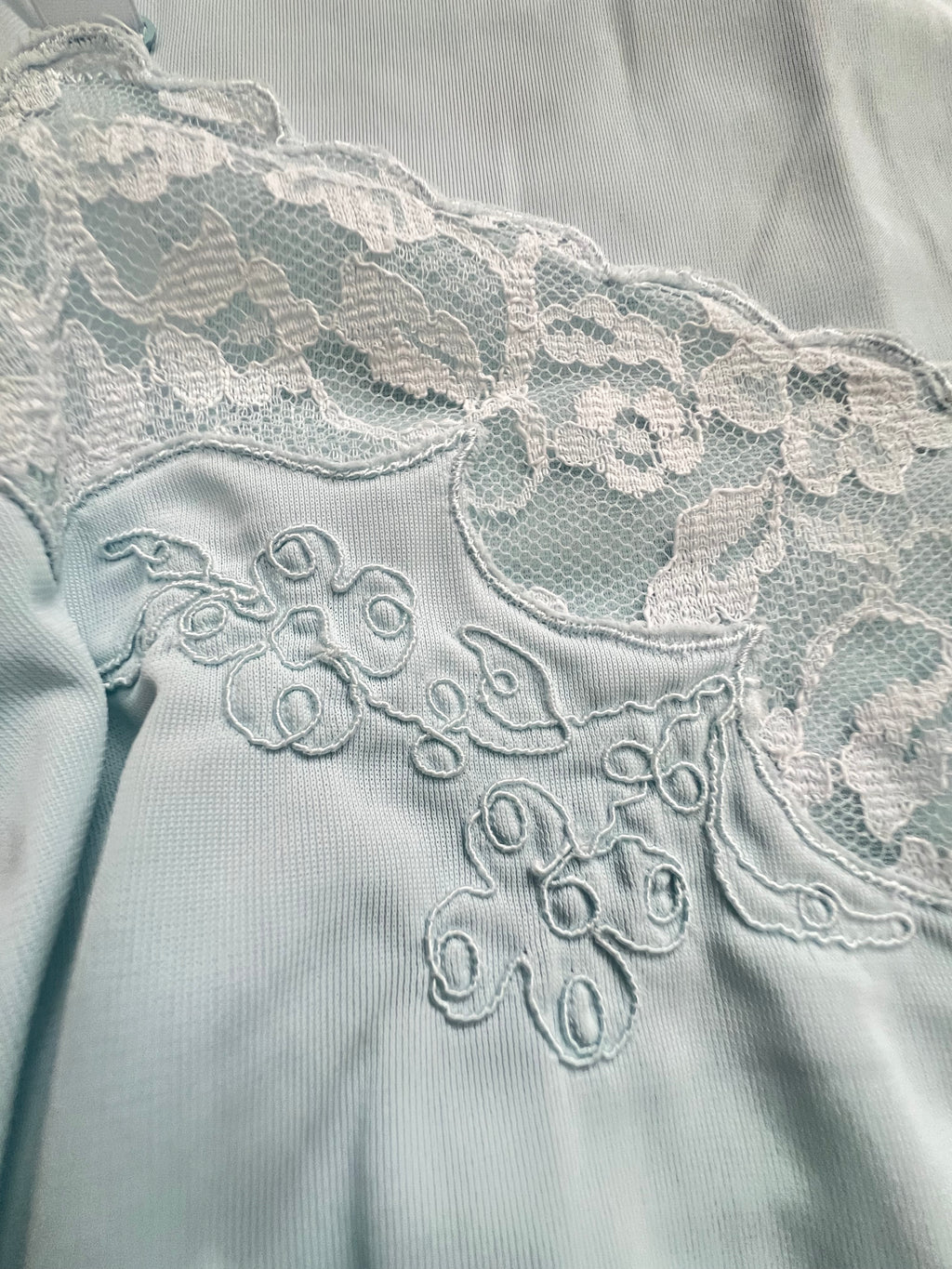 '70s-'80s Aristacraft Vintage Blue Lacey Slip Dress Union Made 34