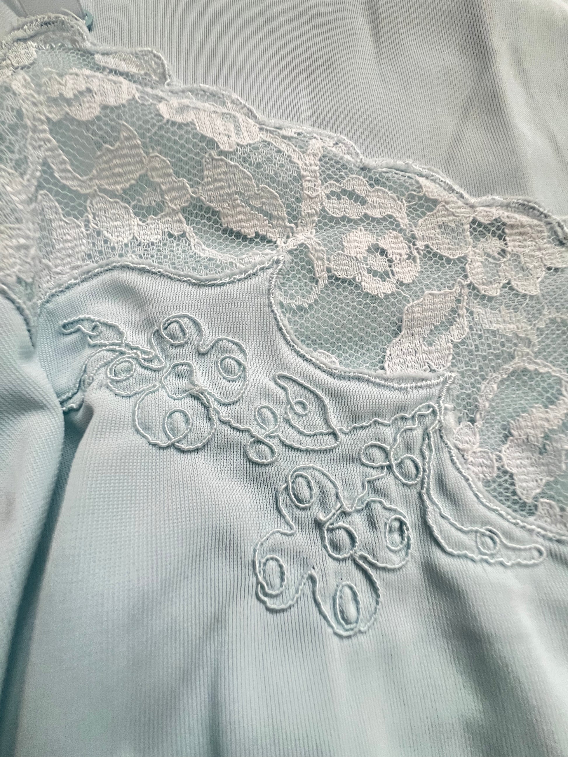 '70s-'80s Aristacraft Vintage Blue Lacey Slip Dress Union Made 34