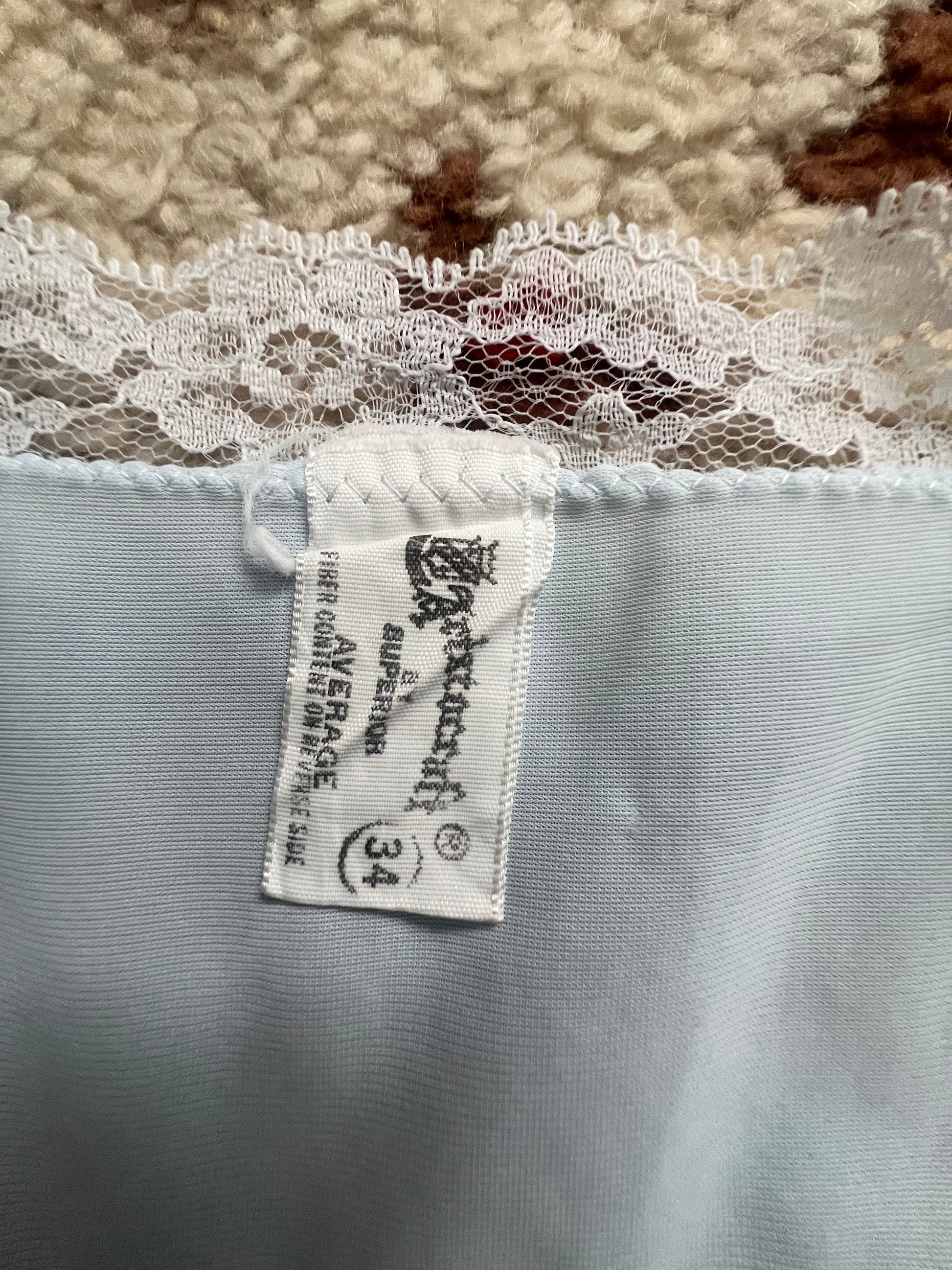 '70s-'80s Aristacraft Vintage Blue Lacey Slip Dress Union Made 34