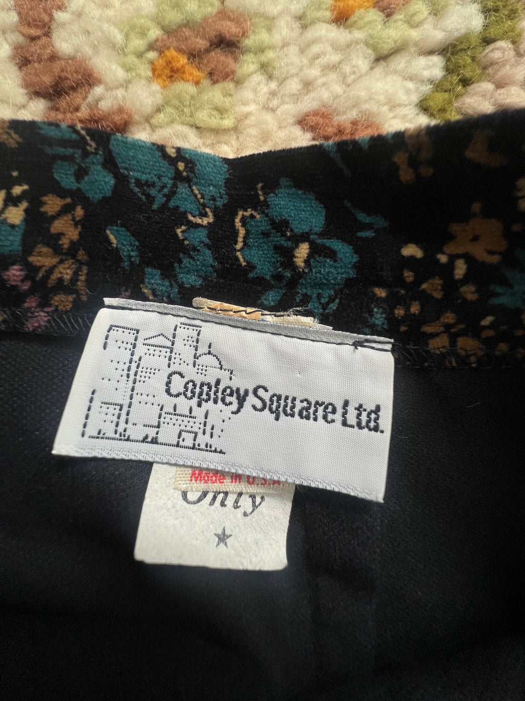 '60s-'70s Copley Square Ltd. Vintage Black Floral Midi Skirt Union Made