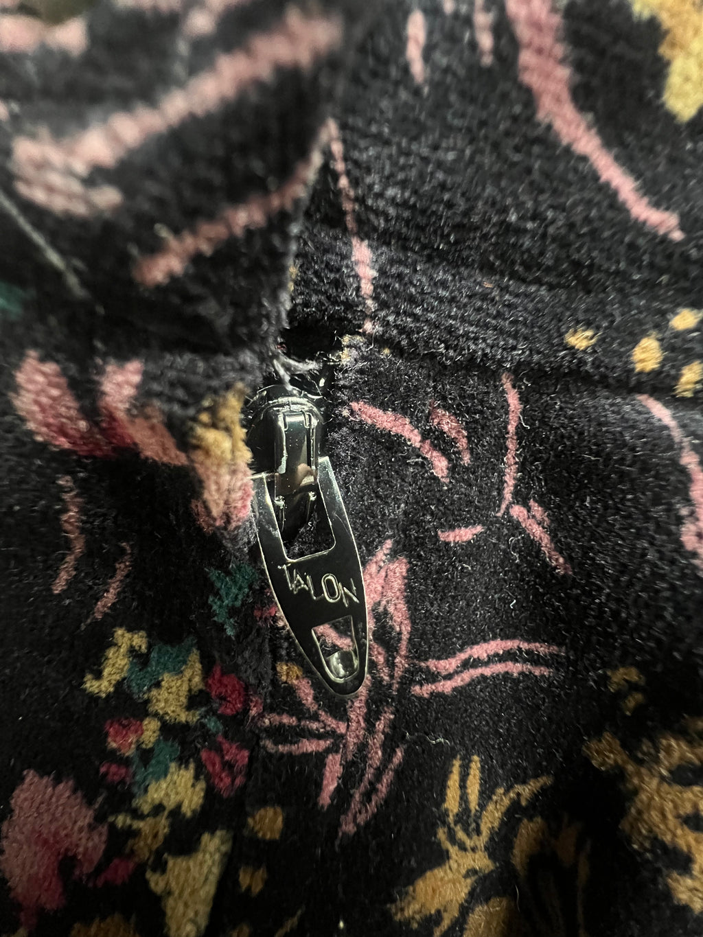 '60s-'70s Copley Square Ltd. Vintage Black Floral Midi Skirt Union Made