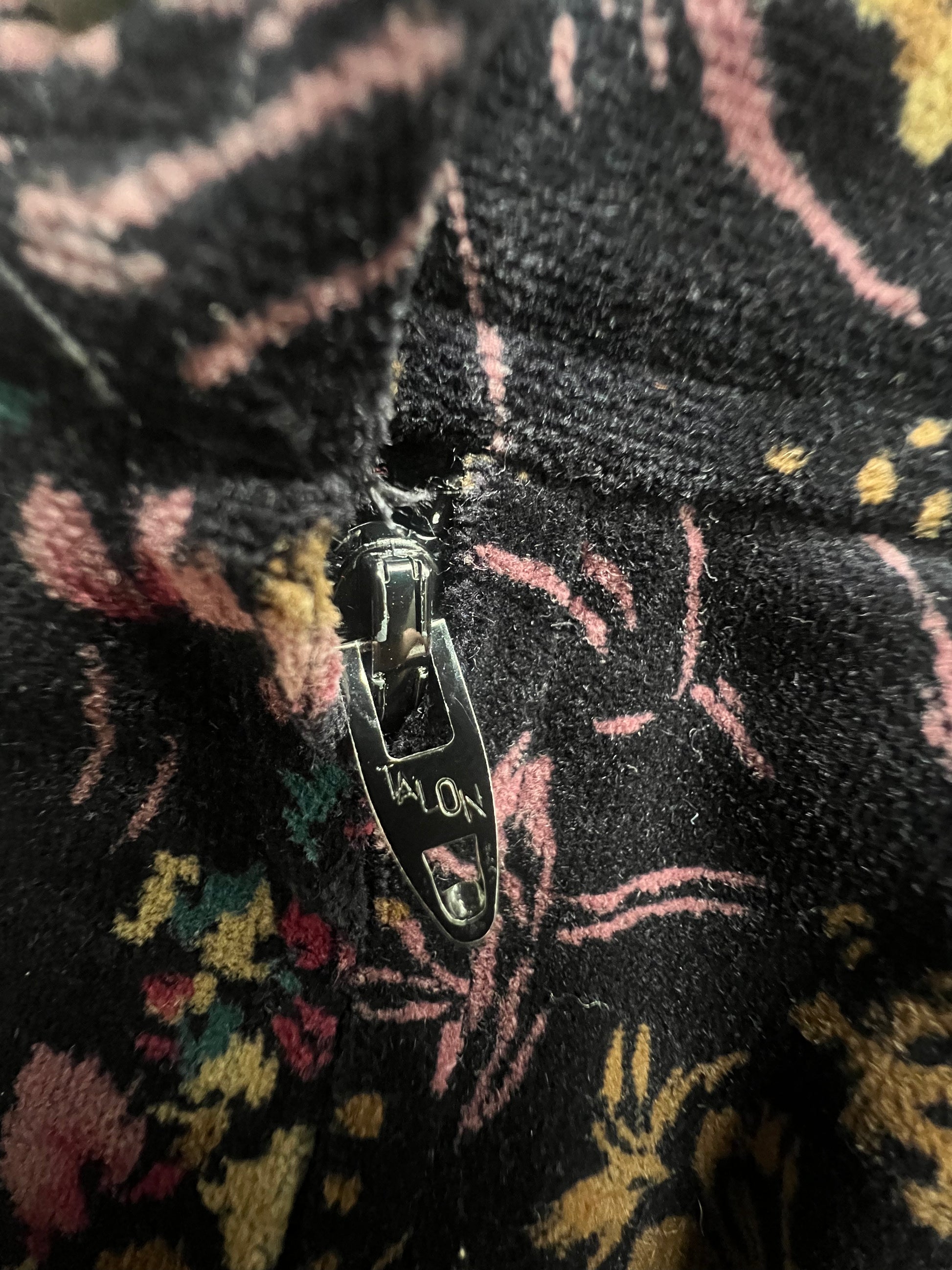 '60s-'70s Copley Square Ltd. Vintage Black Floral Midi Skirt Union Made