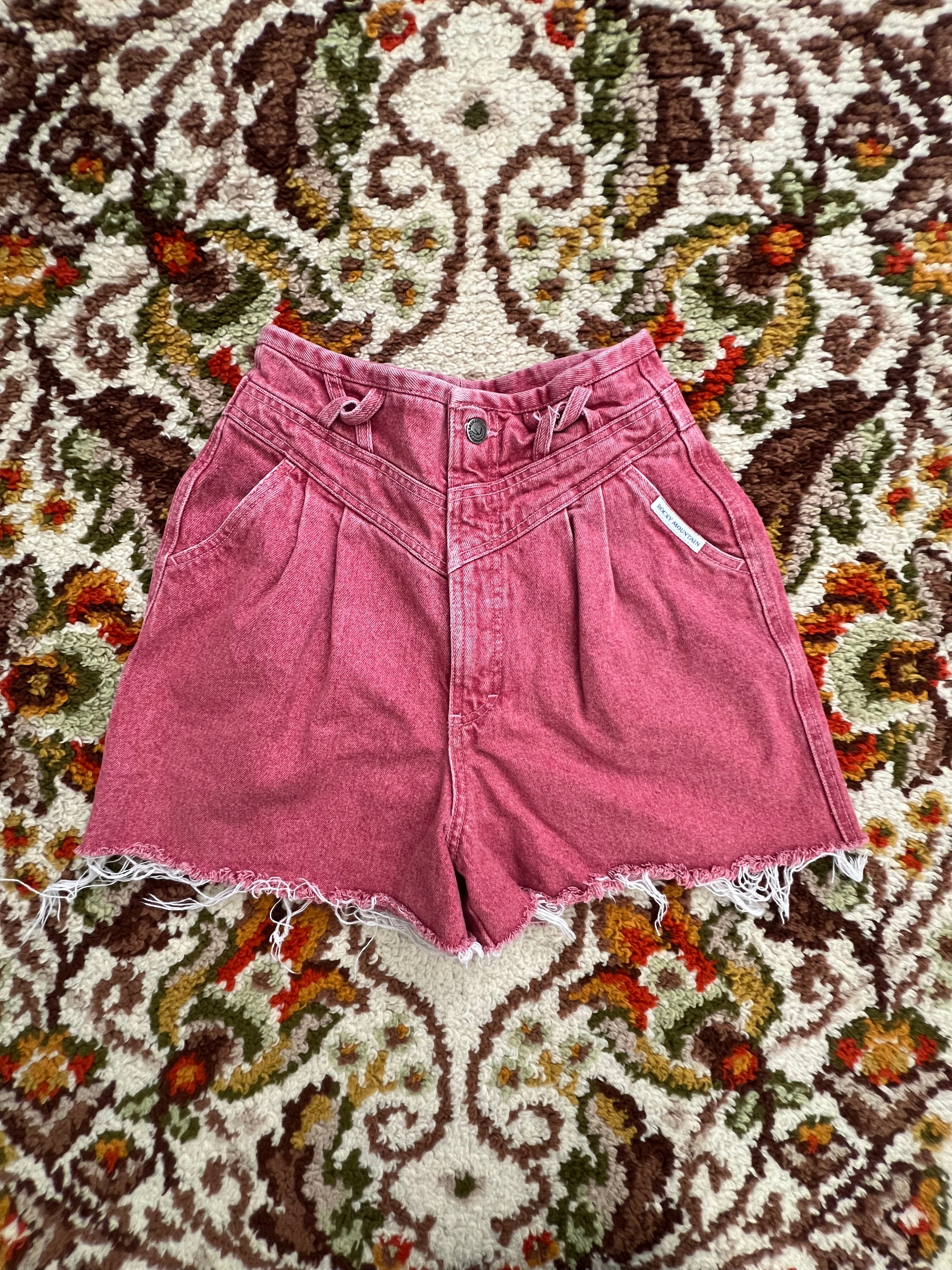 '80s Rockies Vintage Red Acid Wash Cut-Off Shorts 3