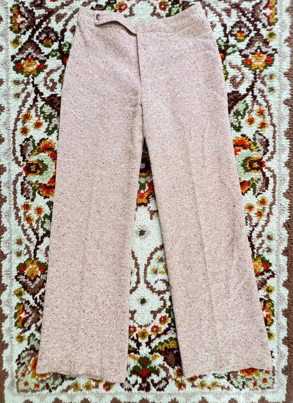 '70s Anne Klein Vintage Salmon Tweed Pleated Pants Union Made 8