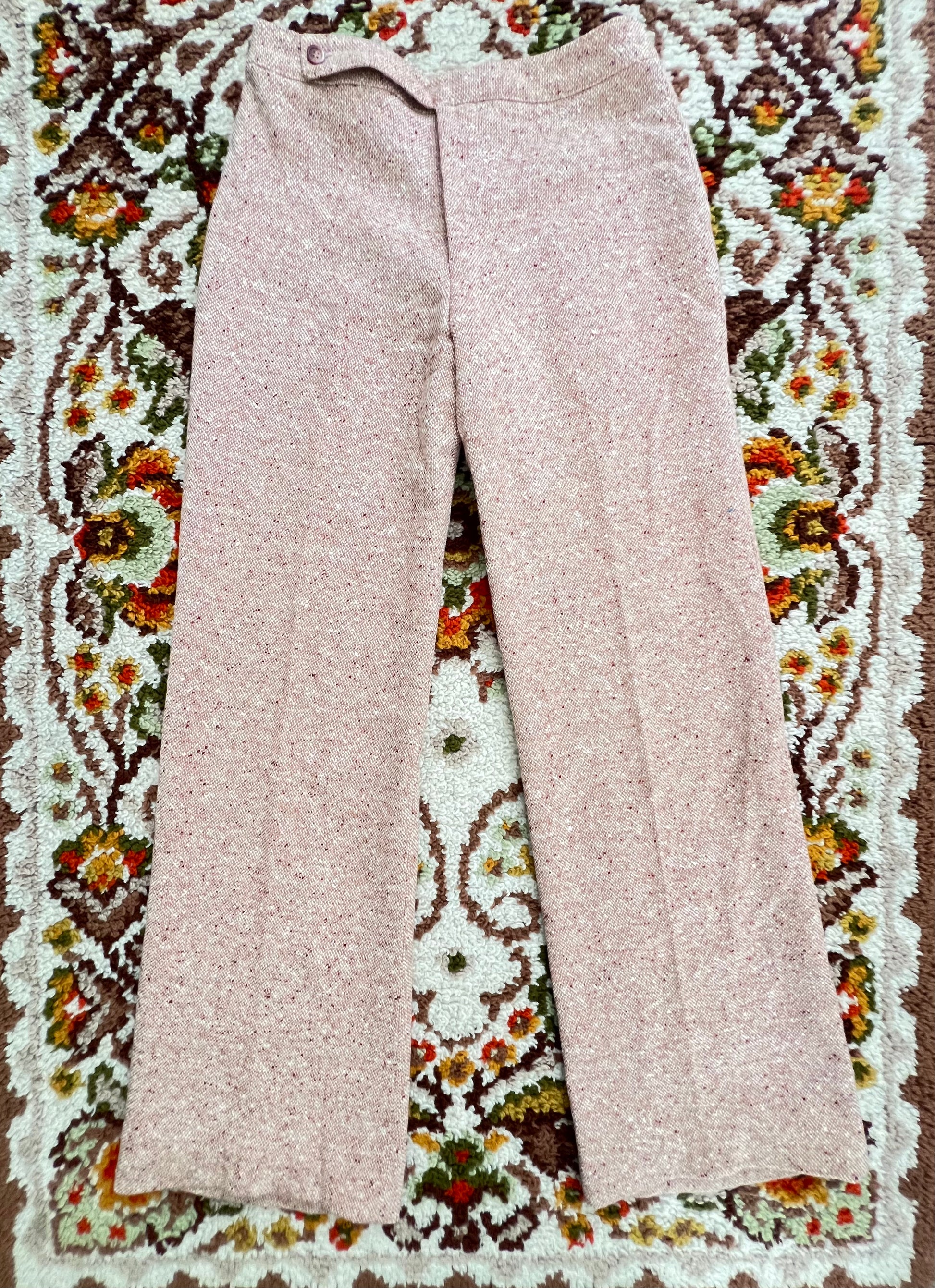 '70s Anne Klein Vintage Salmon Tweed Pleated Pants Union Made 8