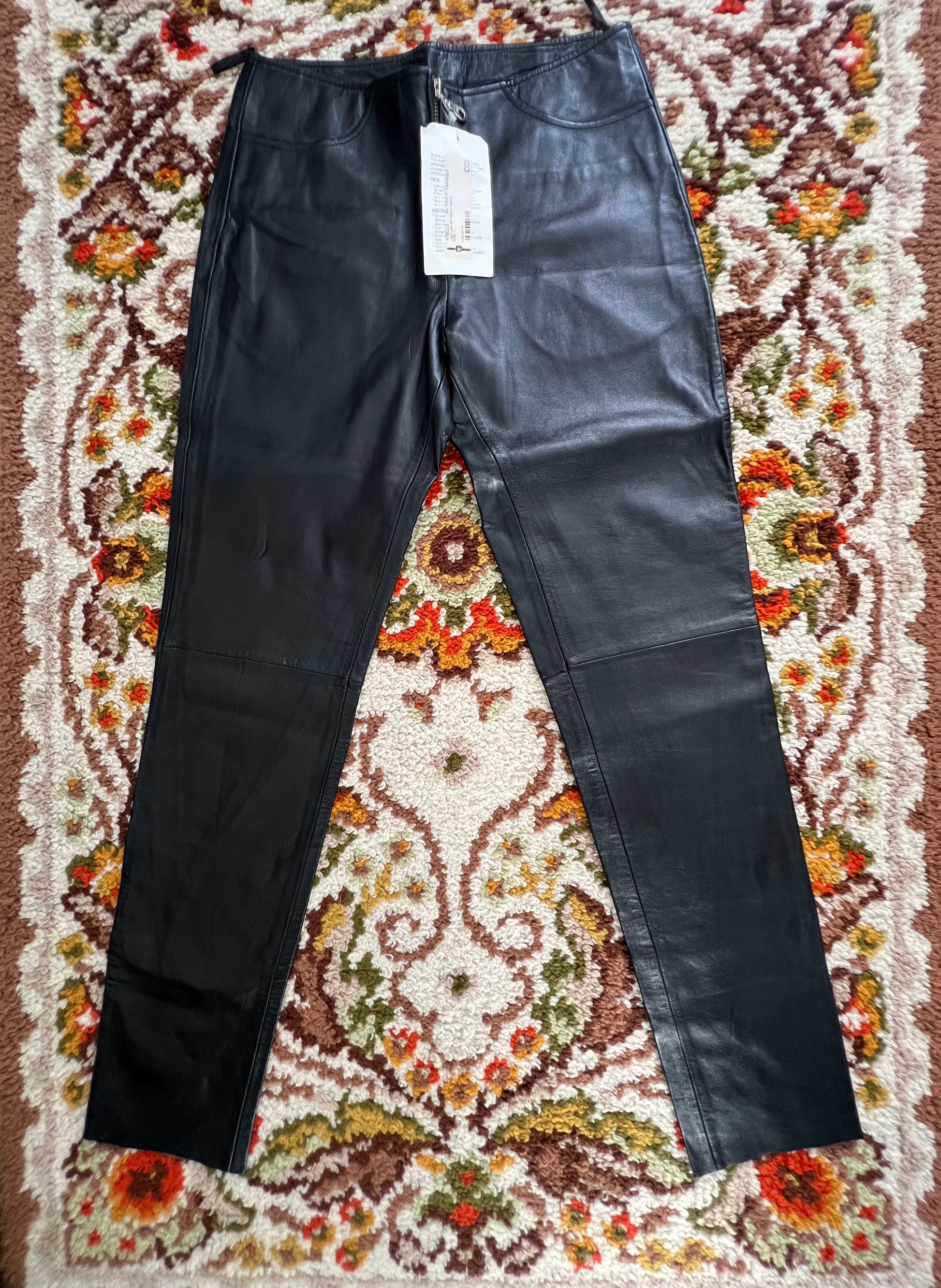 '90s First Genuine Leather Vintage Black Skinny-Leg Pants NWT 6