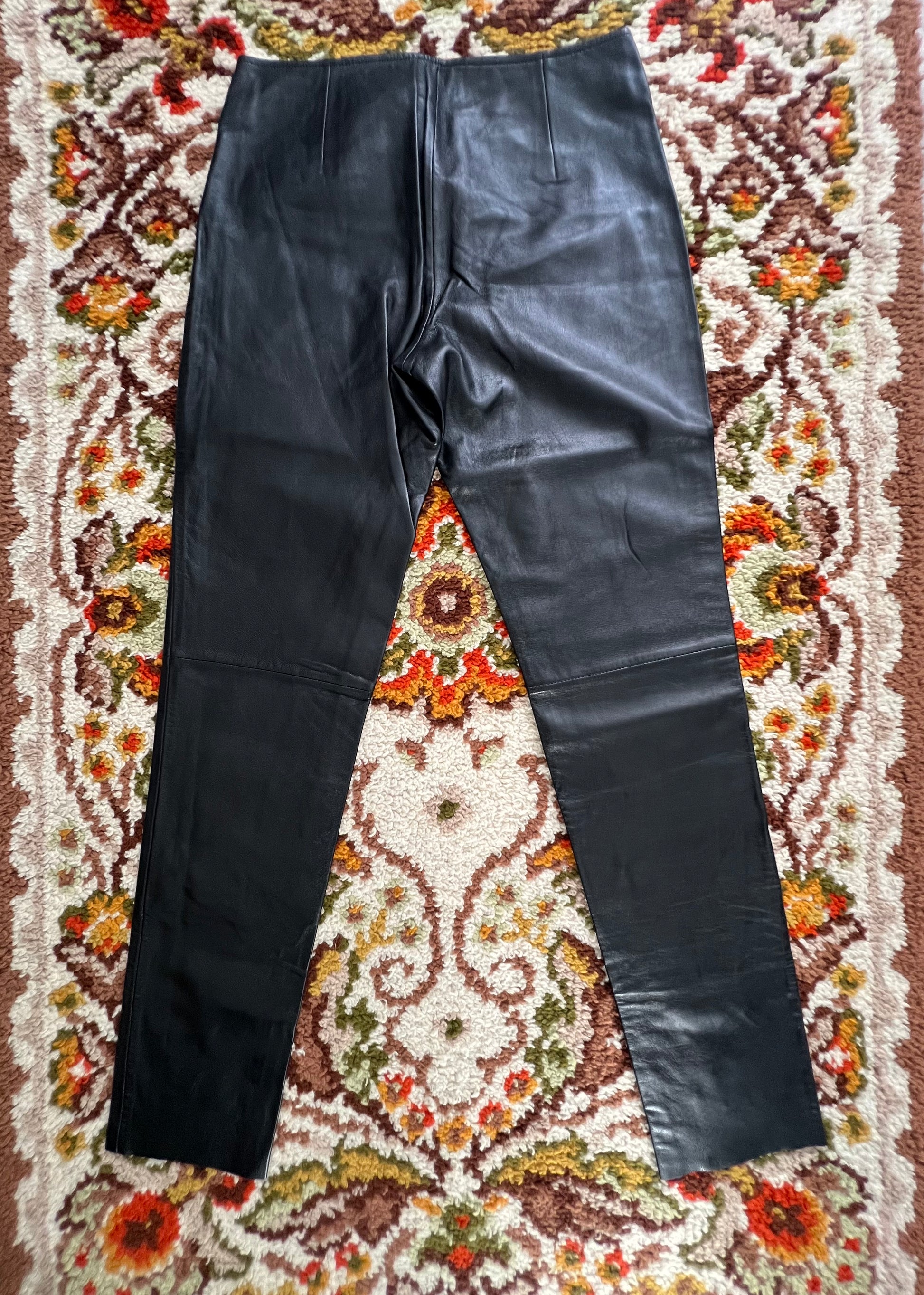 '90s First Genuine Leather Vintage Black Skinny-Leg Pants NWT 6