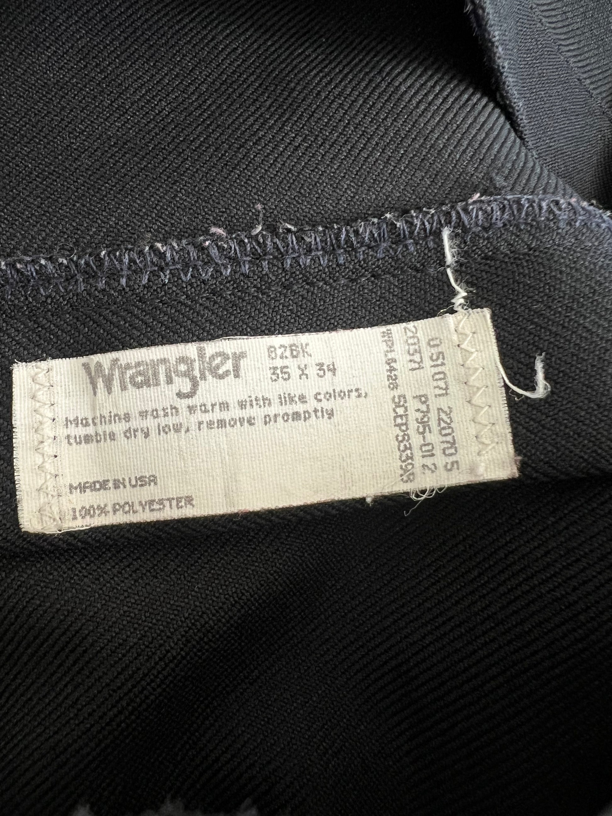 '90s Wrangler Vintage Black Pleated Tapered-Leg Pants 35x34