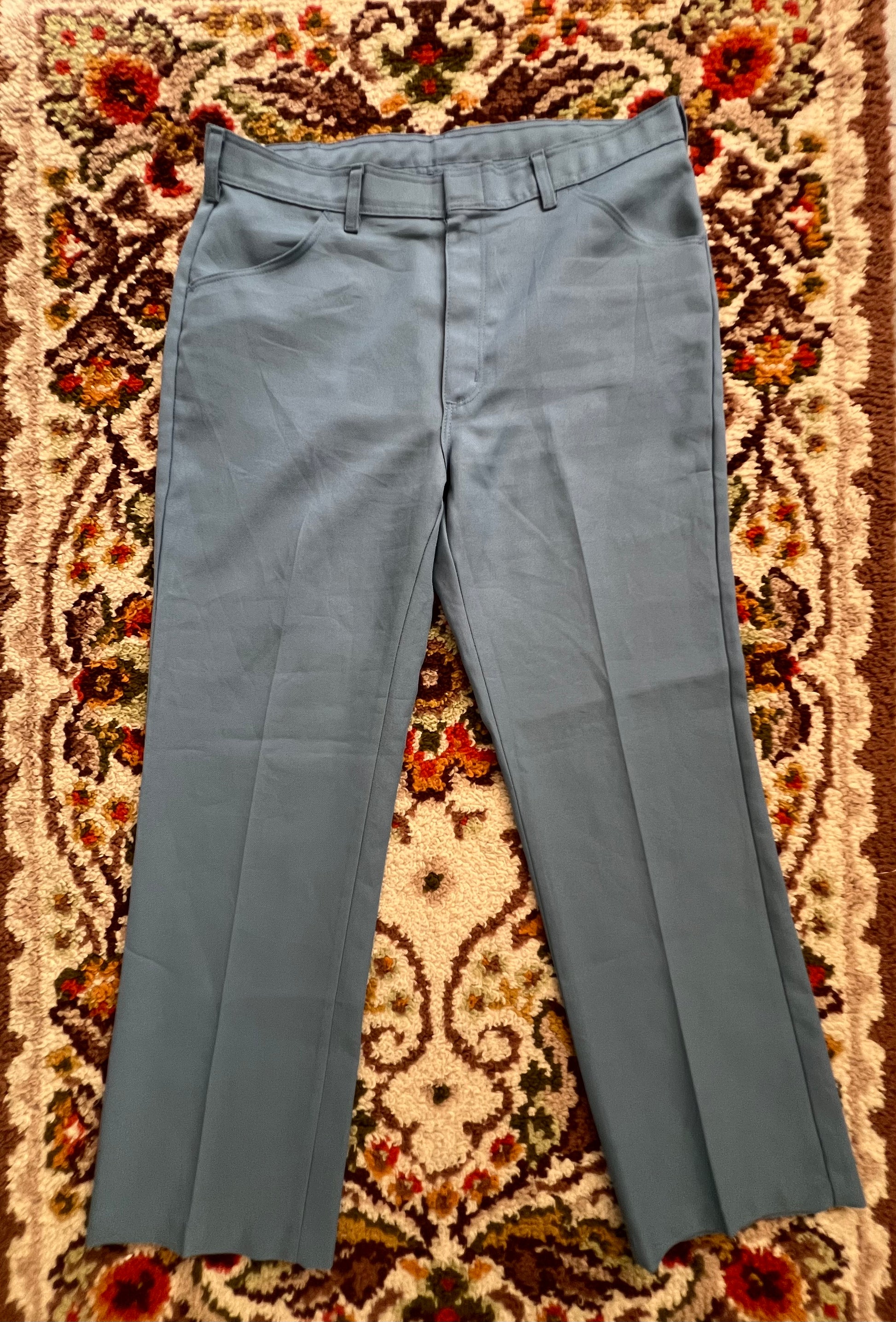 '70s Sport-abouts Vintage Blue Pleated Pants 38x32