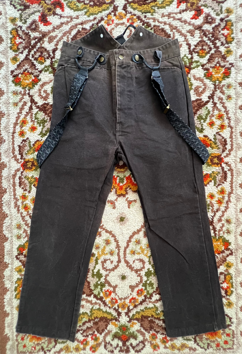 Y2K Frontier Classics Vintage Faded Black Jeans W/ Suspenders