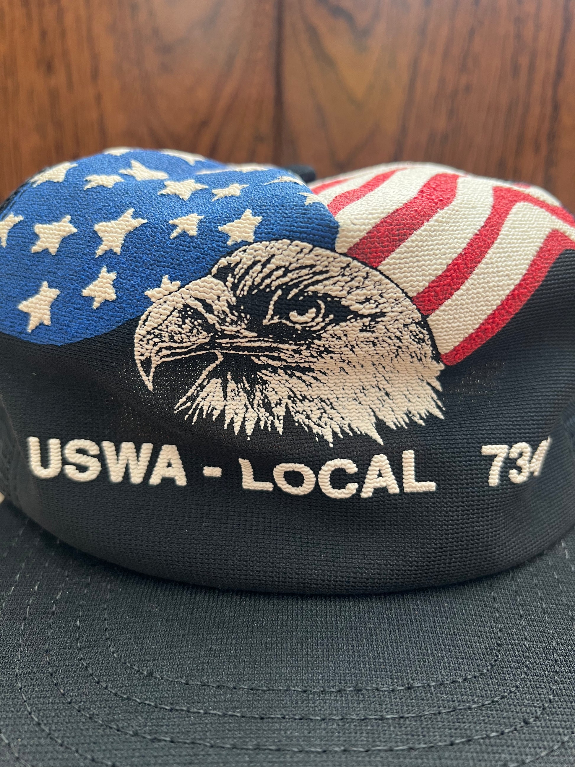'80s Norscot Vintage Black USAW American Eagle And Flag Graphic Snapback Hat Made In USA