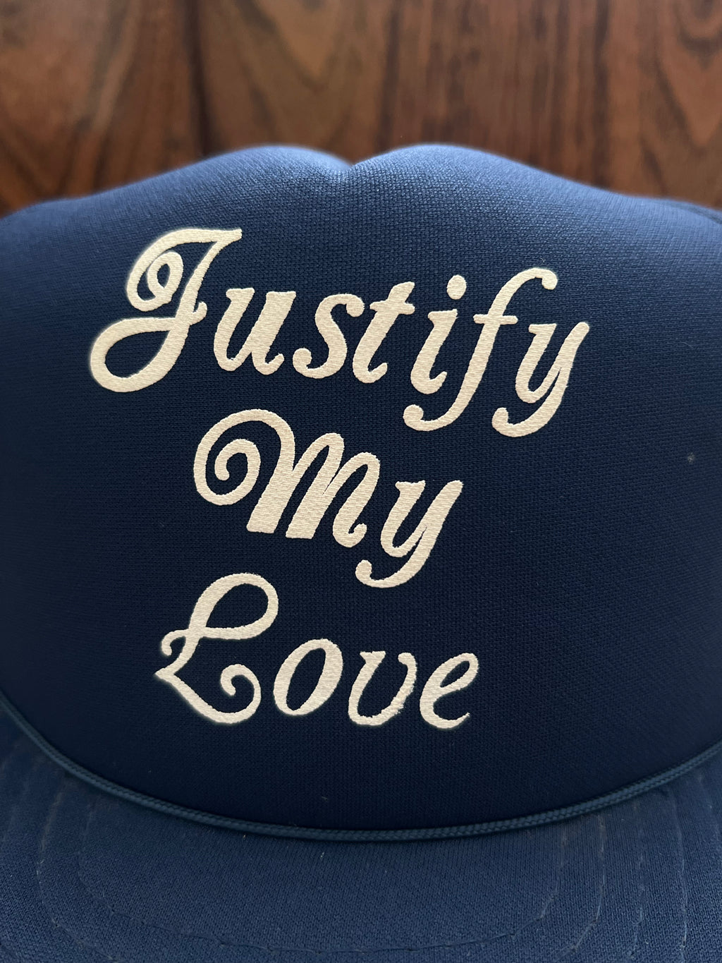 '80s Speedway Vintage Navy Justify My Love Snapback Hat