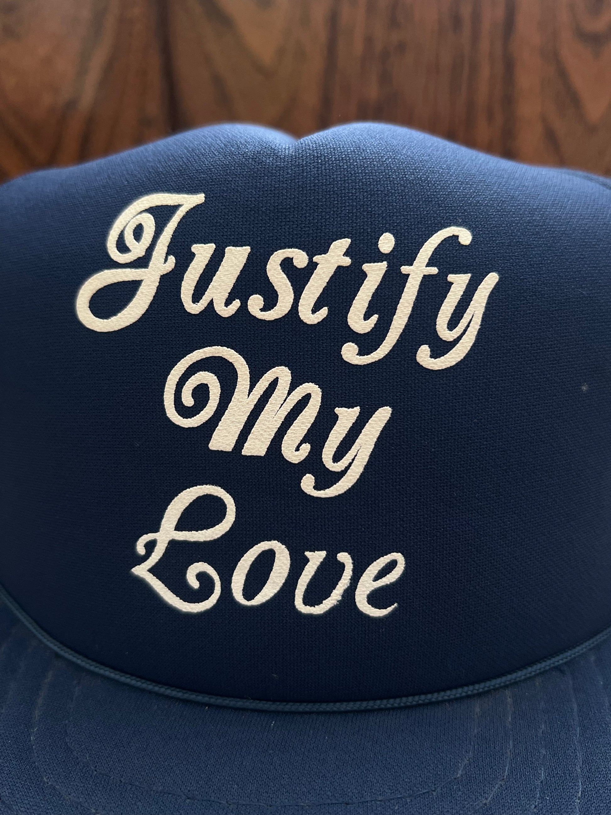 '80s Speedway Vintage Navy Justify My Love Snapback Hat