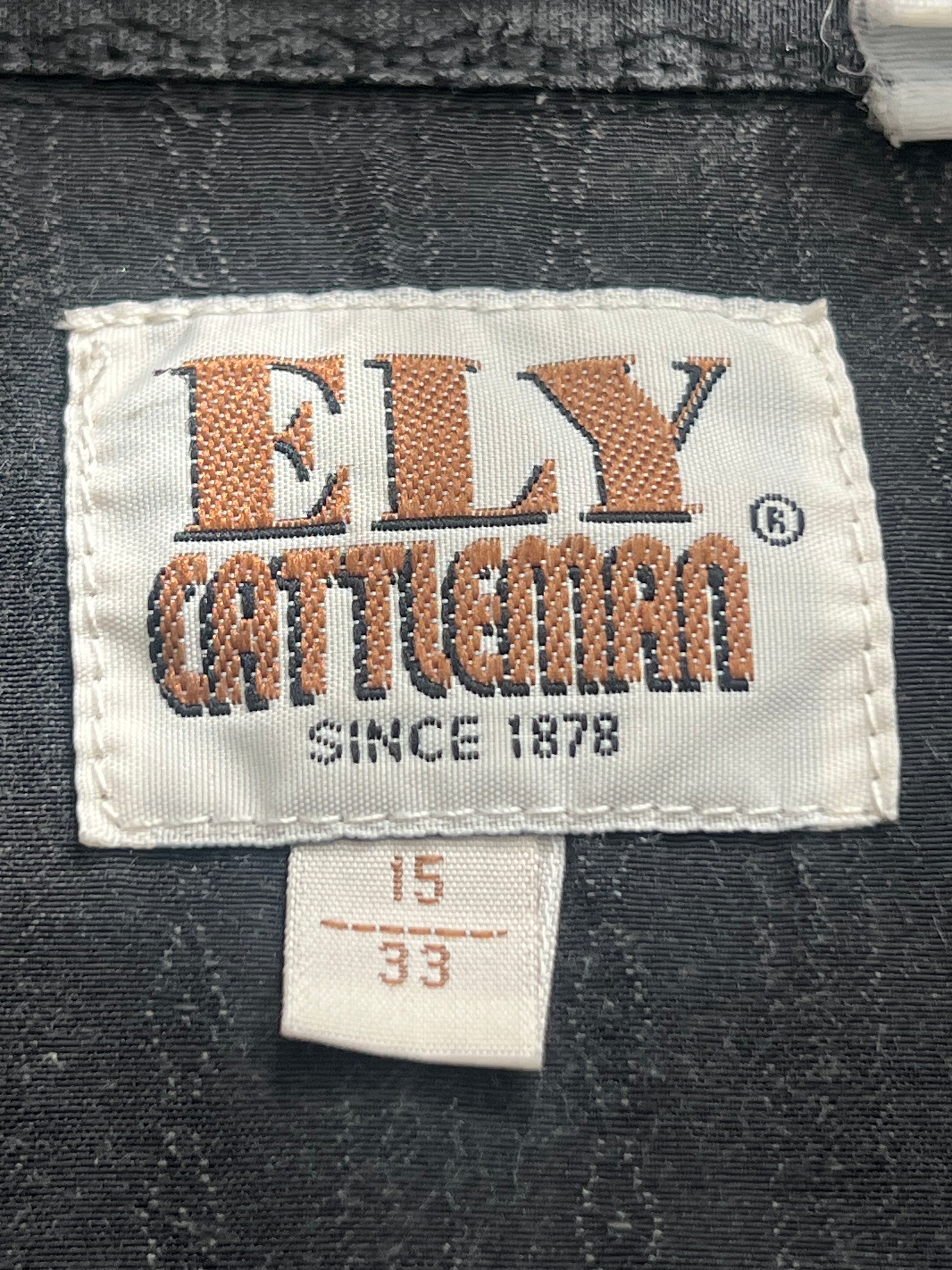 '90s Ely Cattleman Vintage Black Patterned Pearl Snap Shirt S-M