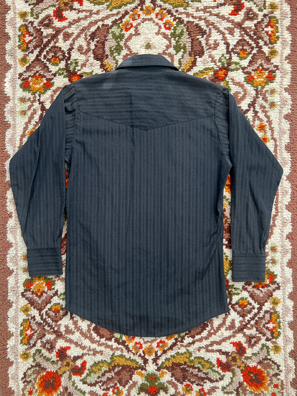 '90s Ely Cattleman Vintage Black Patterned Pearl Snap Shirt S-M