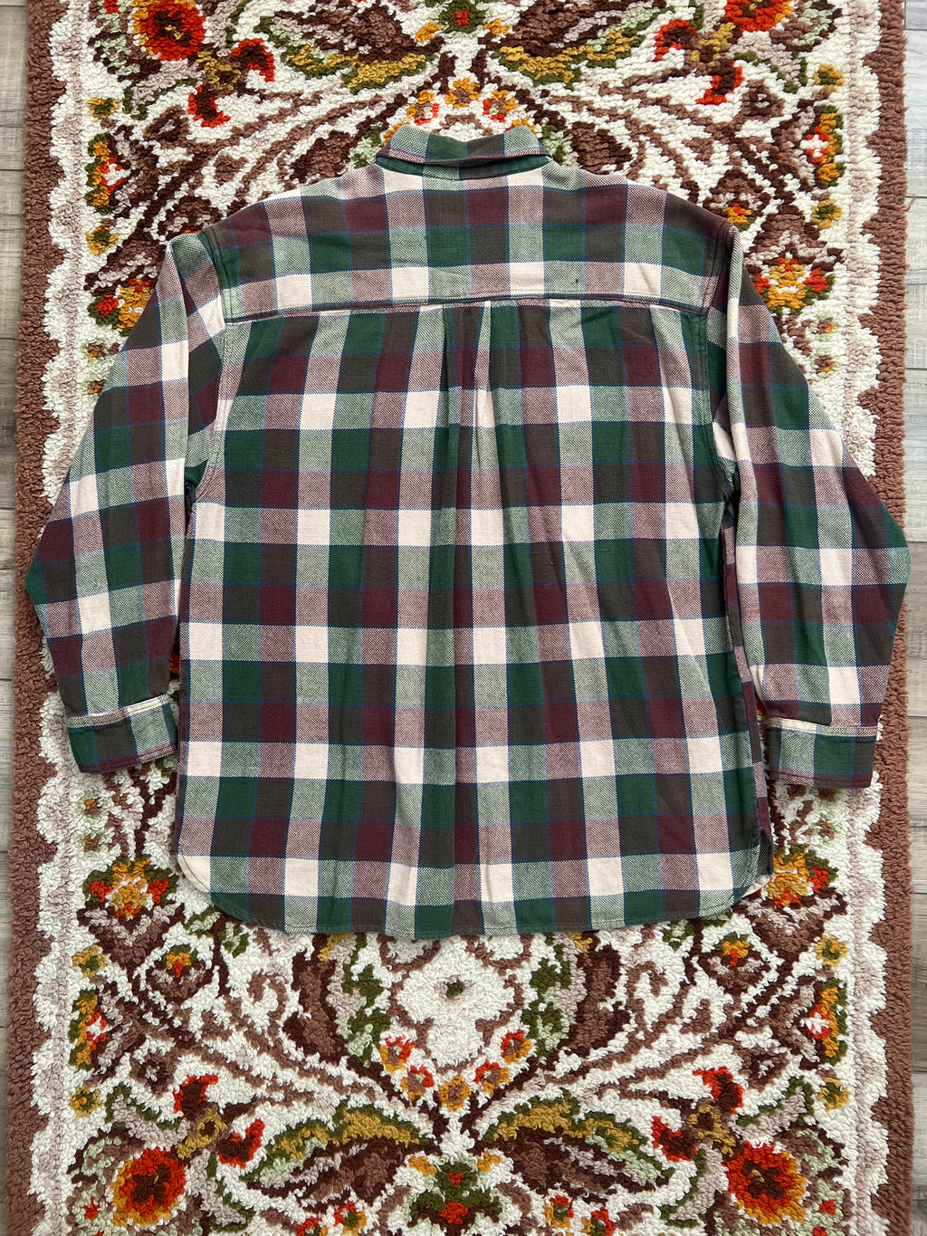 '90s Reservoir Vintage Brown/Green Plaid Button-Up Flannel XL