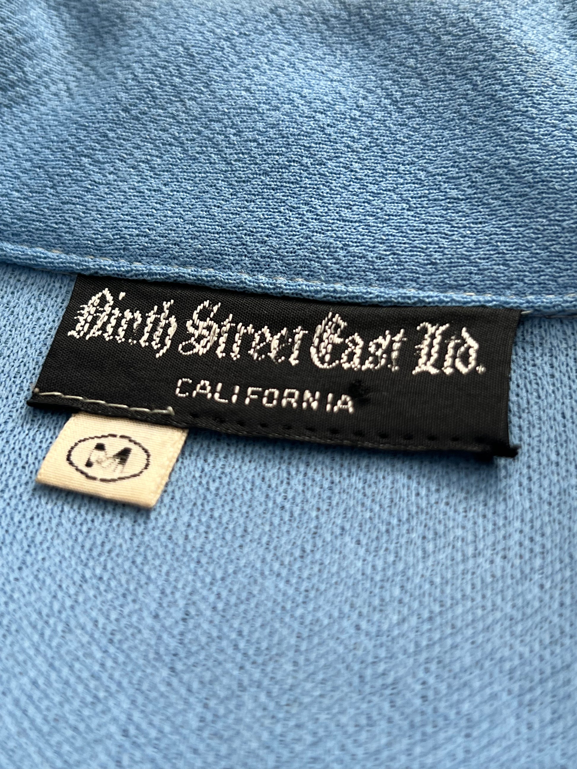 '70s-'80s Ninth St Cast Ltd. Vintage Blue/Black Cropped Studded Long Sleeve Shirt M