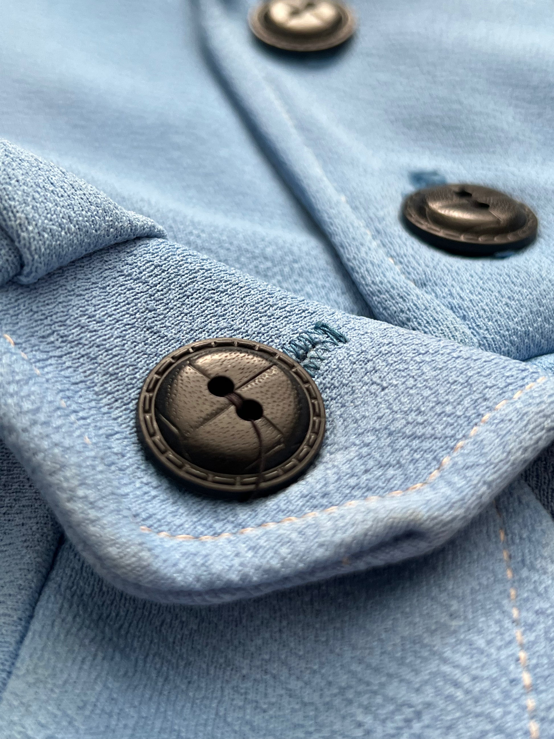 '70s-'80s Ninth St Cast Ltd. Vintage Blue/Black Cropped Studded Long Sleeve Shirt M