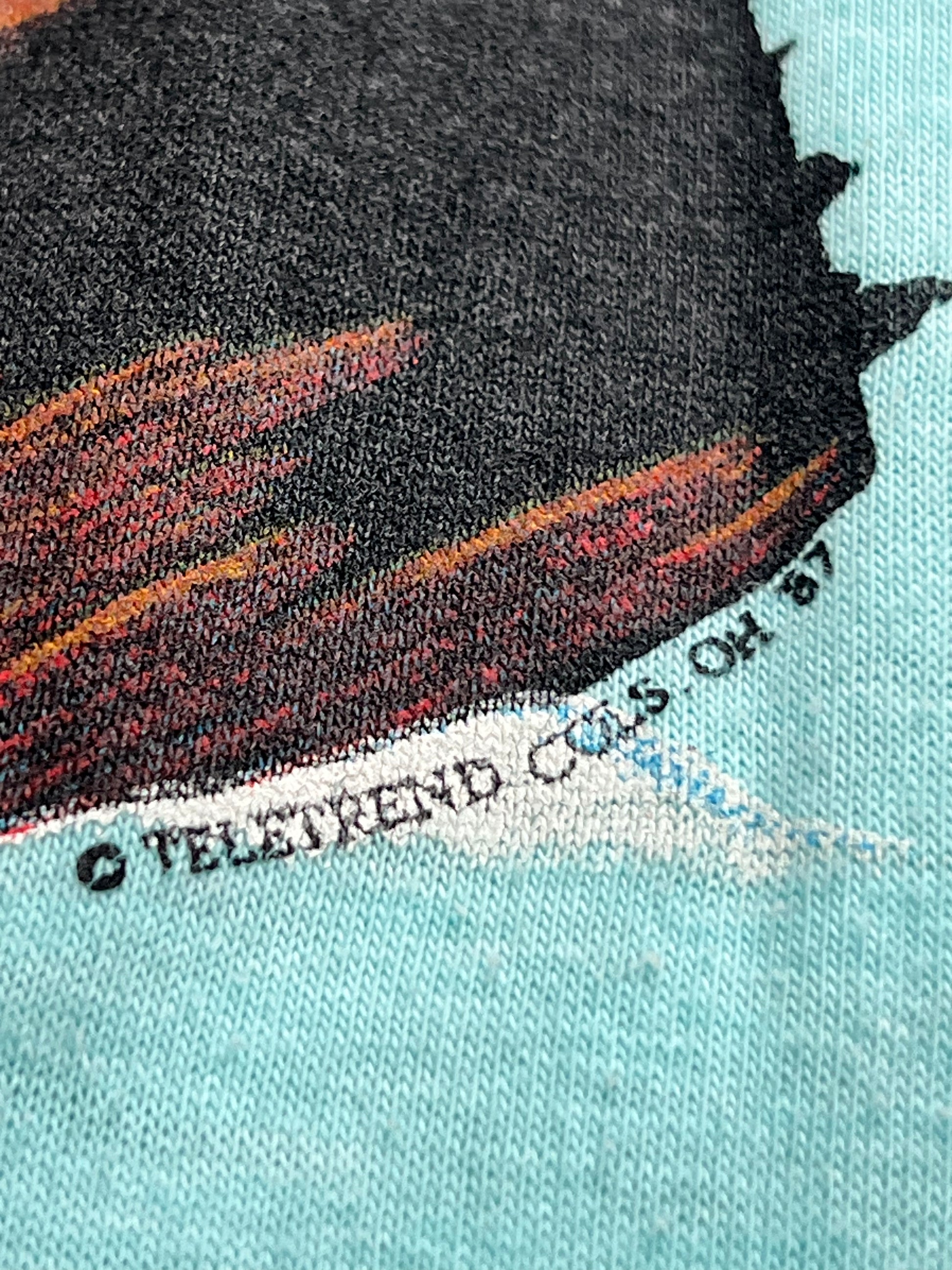 '70s-'80s Allore Vintage Blue Owl Graphic Short Sleeve TShirt Made In USA XL