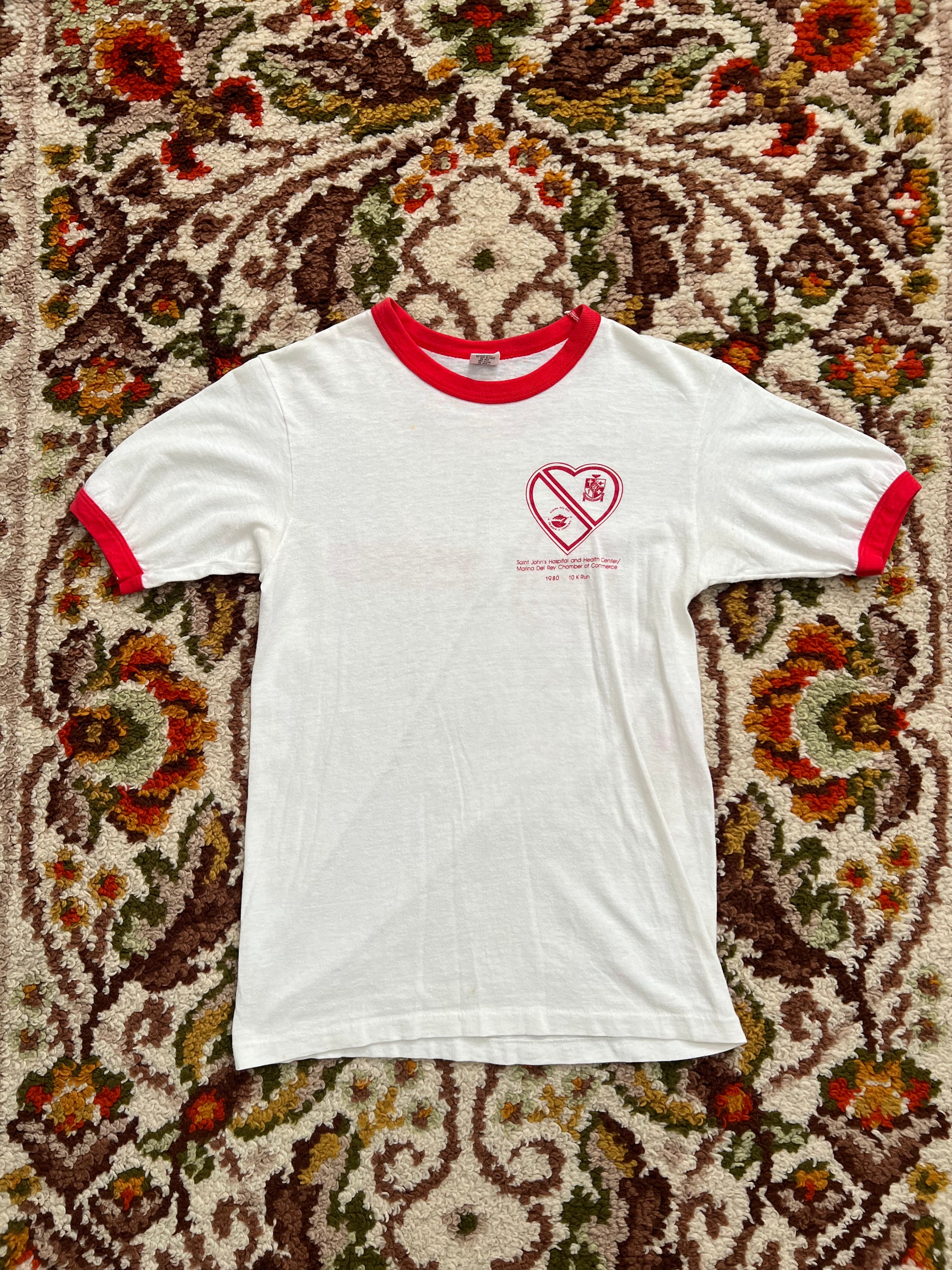 '80s Hanes Vintage White/Red St. John's Ringer T-shirt Made In USA S