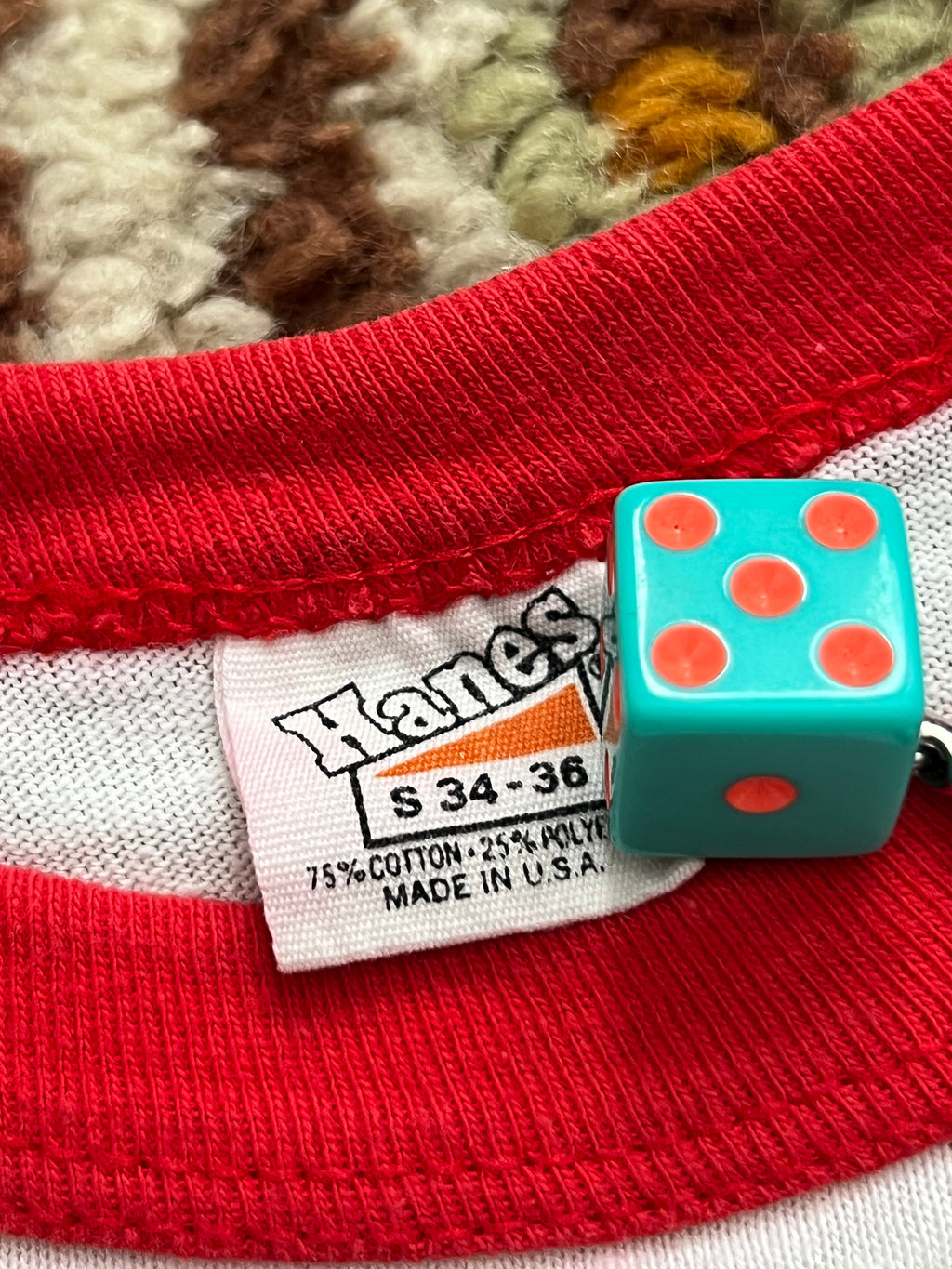 '80s Hanes Vintage White/Red St. John's Ringer T-shirt Made In USA S