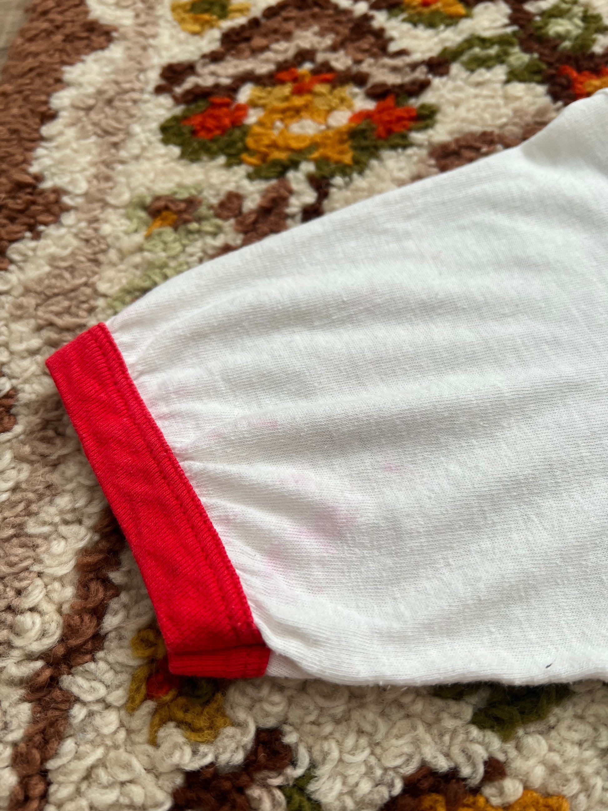 '80s Hanes Vintage White/Red St. John's Ringer T-shirt Made In USA S