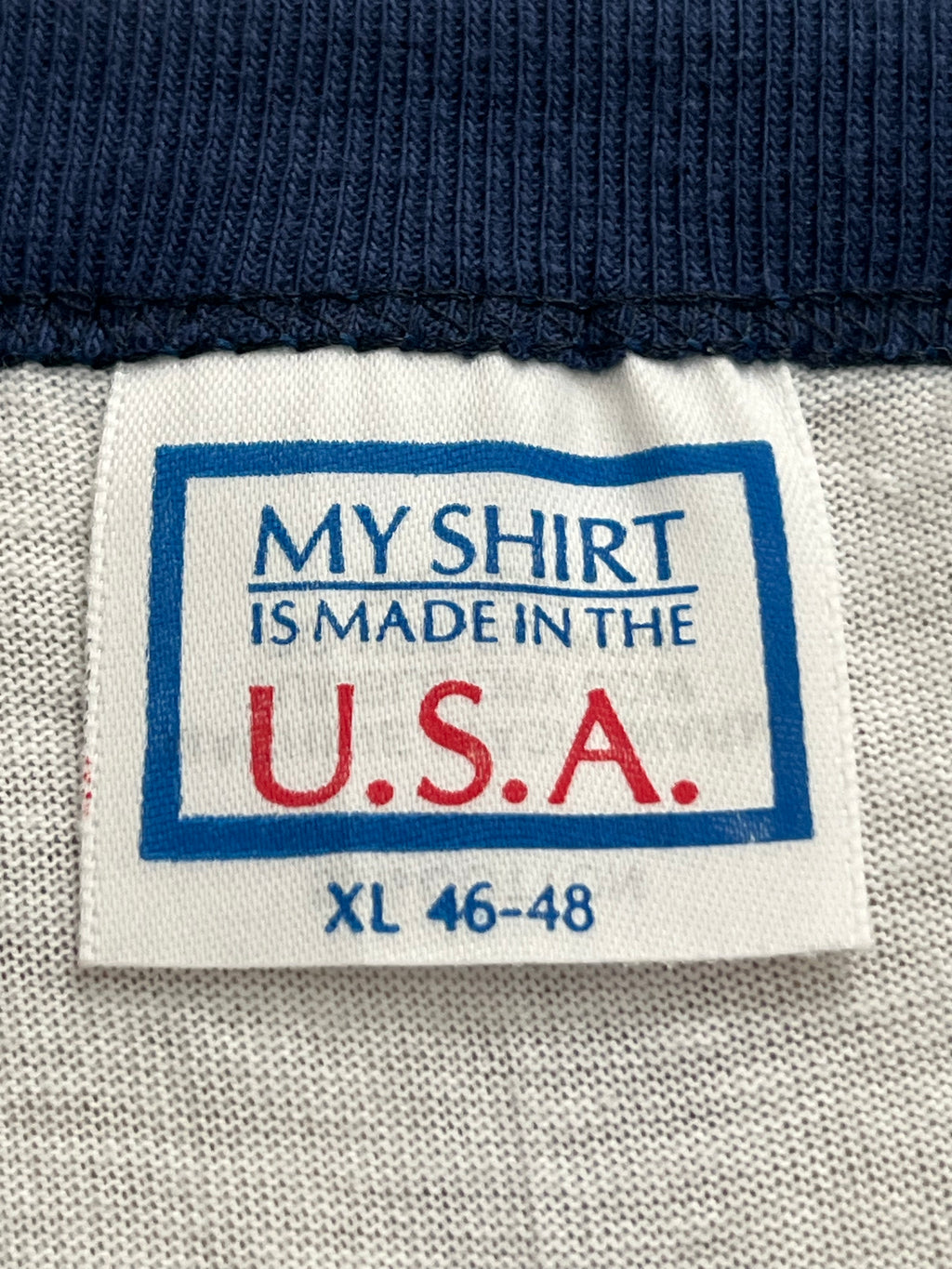 '80s My Shirt Vintage White/Navy Couch Potatoe Graphic Ringer Tshirt Made In USA XL