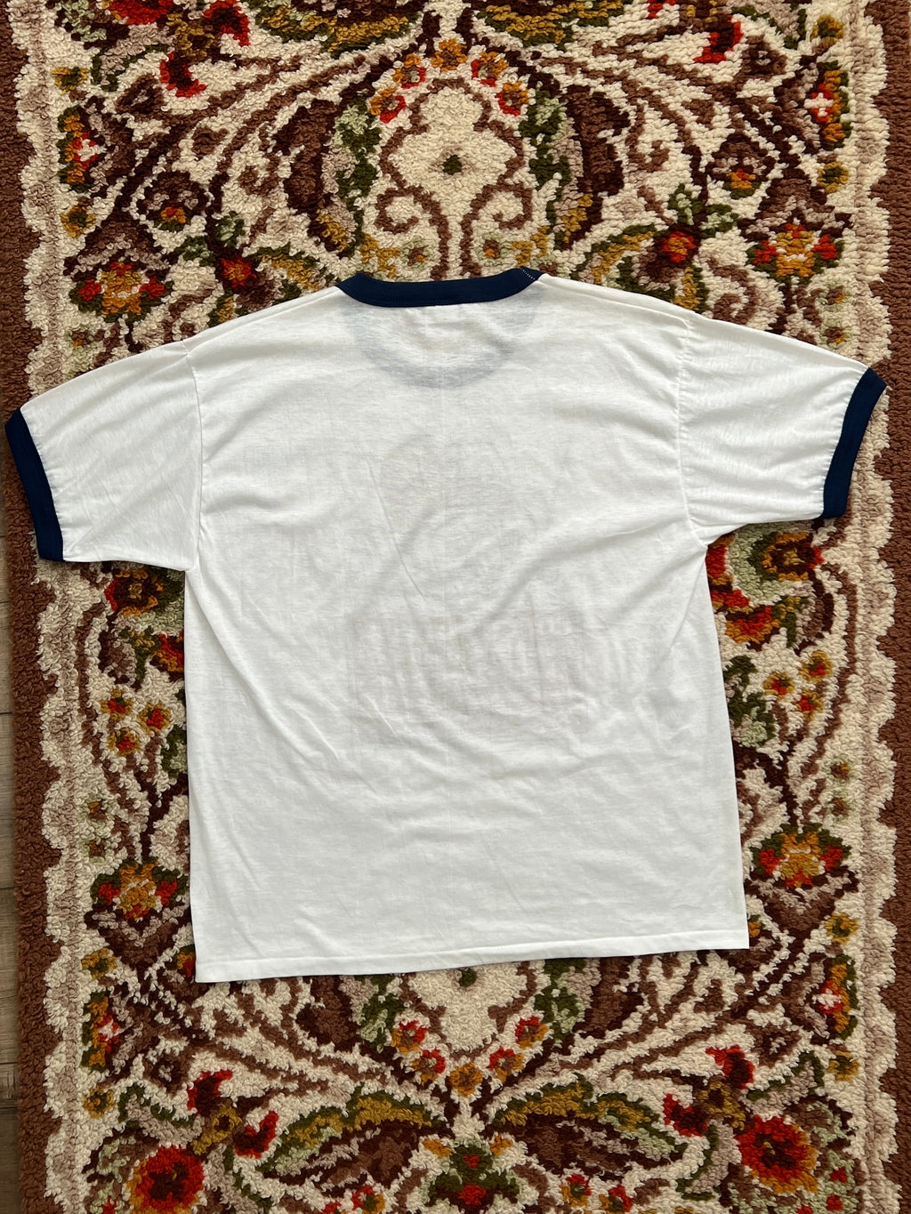 '80s My Shirt Vintage White/Navy Couch Potatoe Graphic Ringer Tshirt Made In USA XL