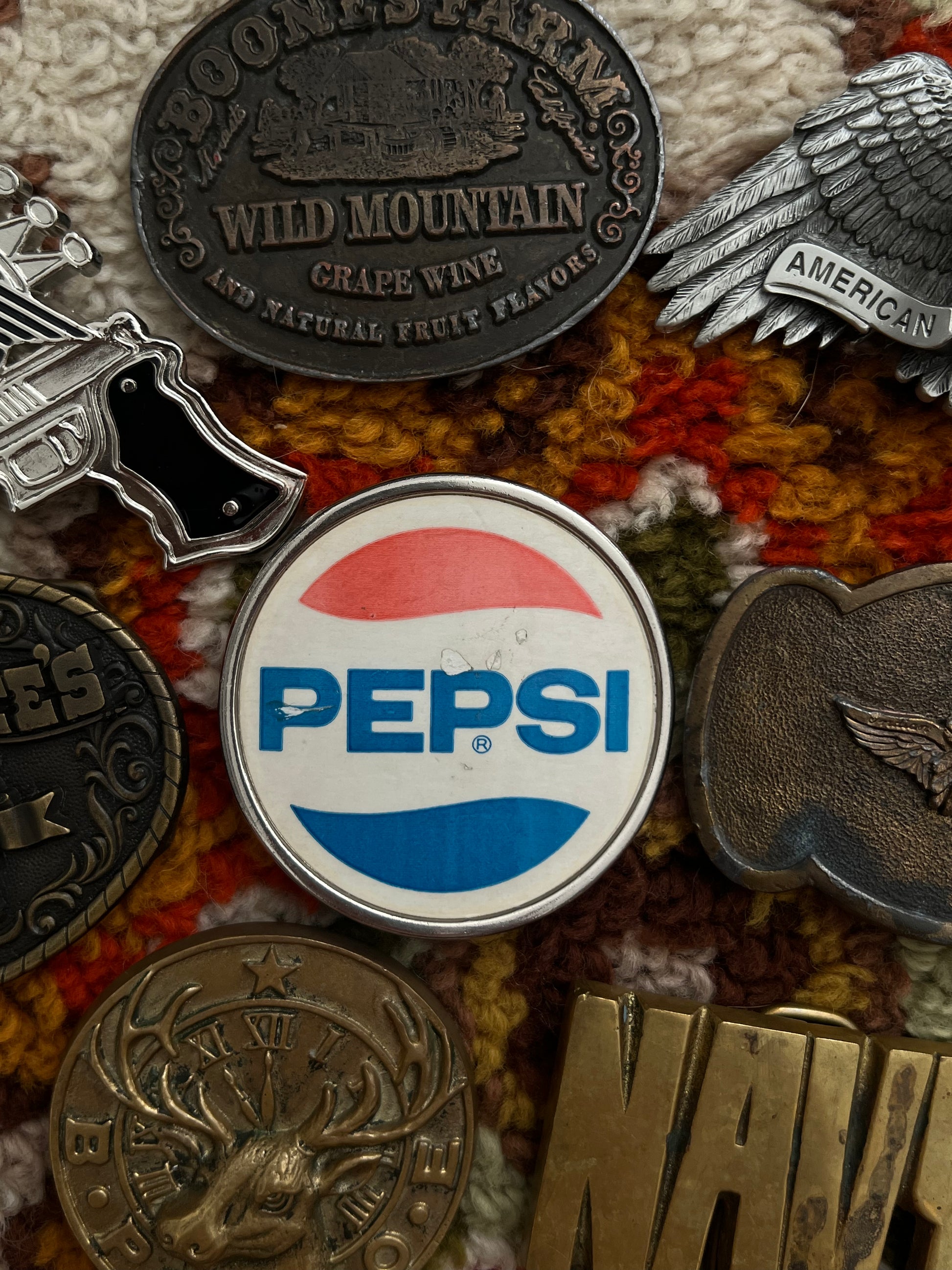 '80s Pepsi Branded Vintage Chrome Promo Buckle