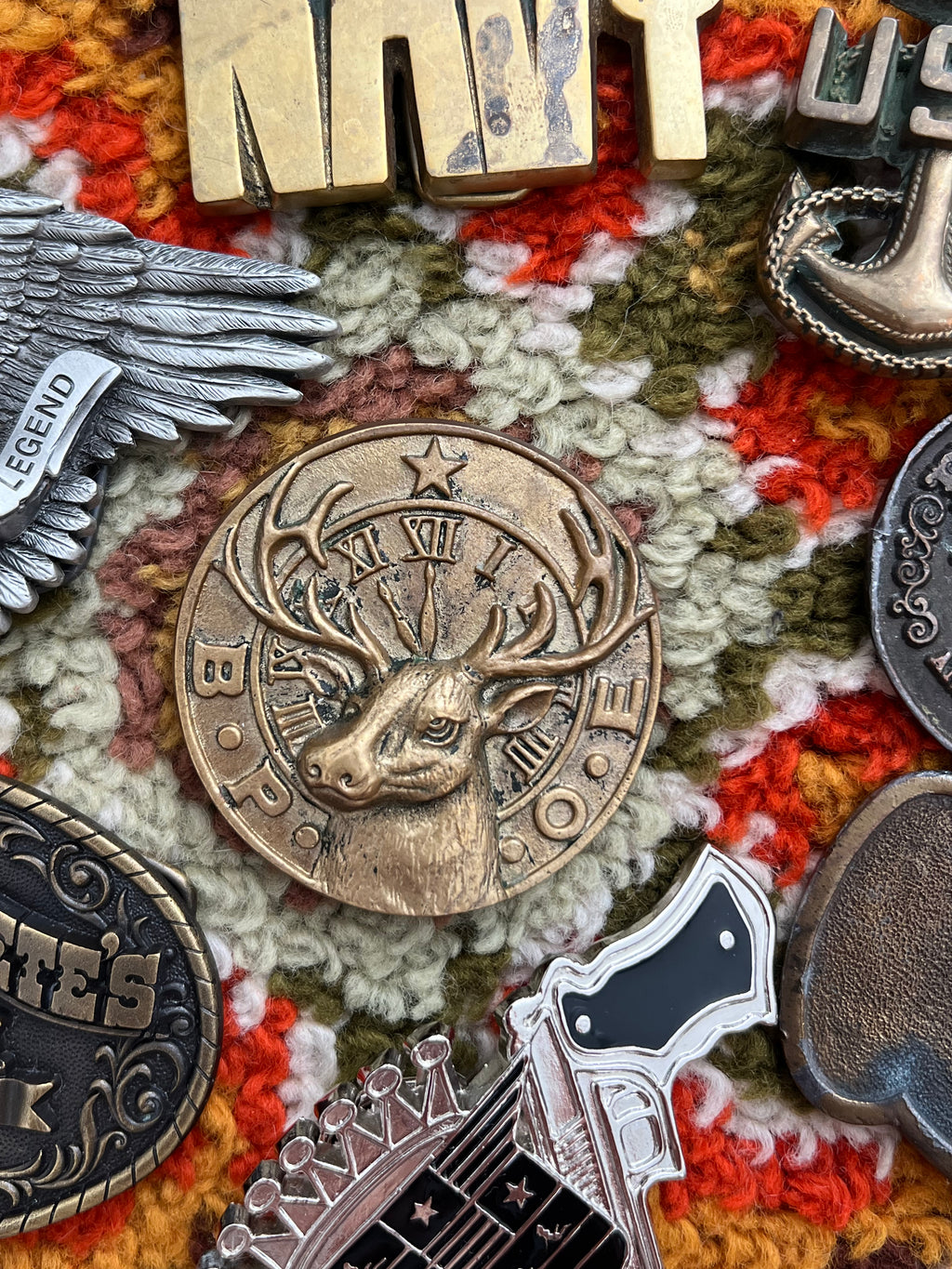 1976 BBB Vintage Solid Brass B.P.O.E Deer Motif Buckle