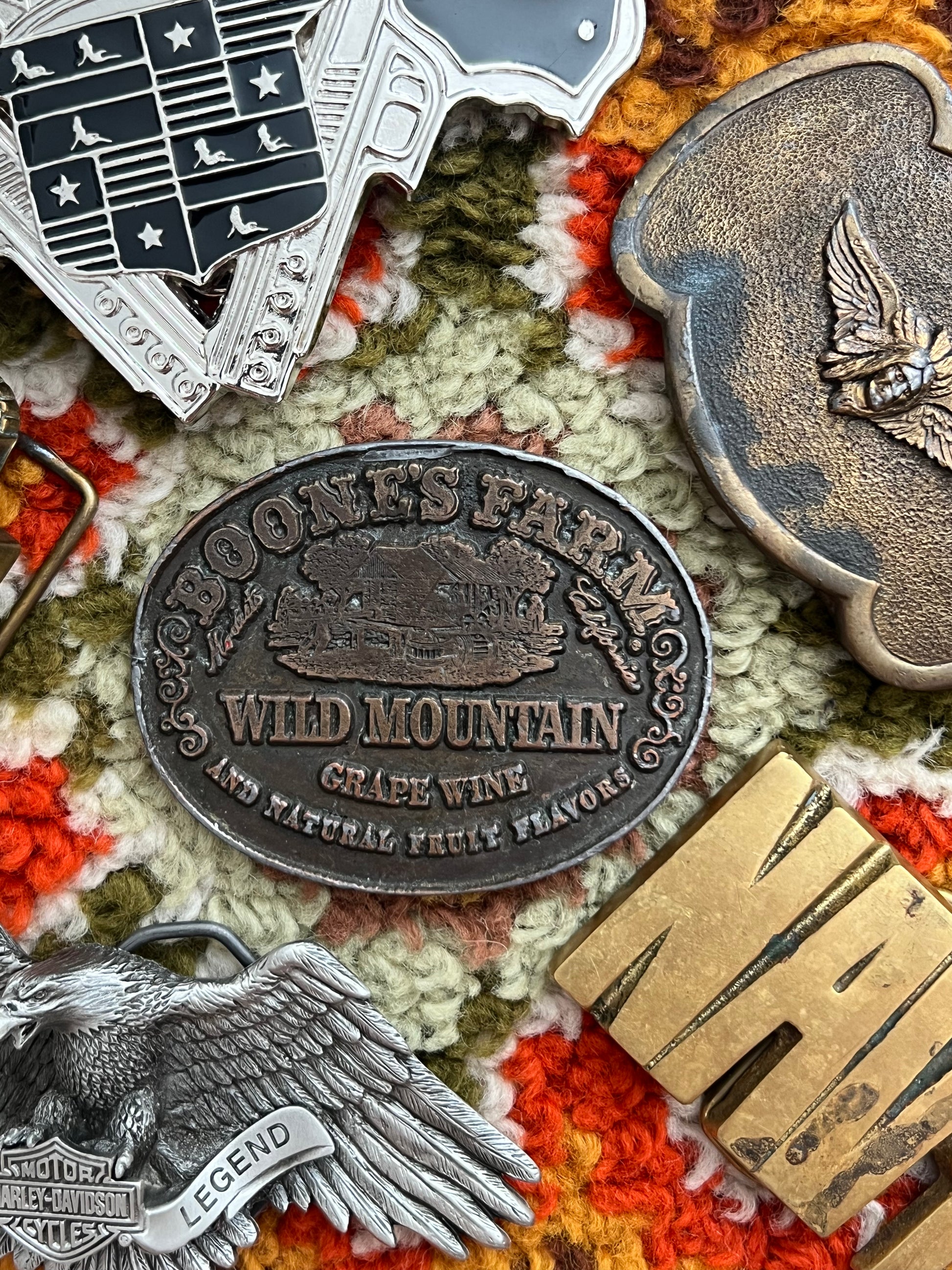 '70s Boone's Farm CA Vintage Brass Plated Buckle