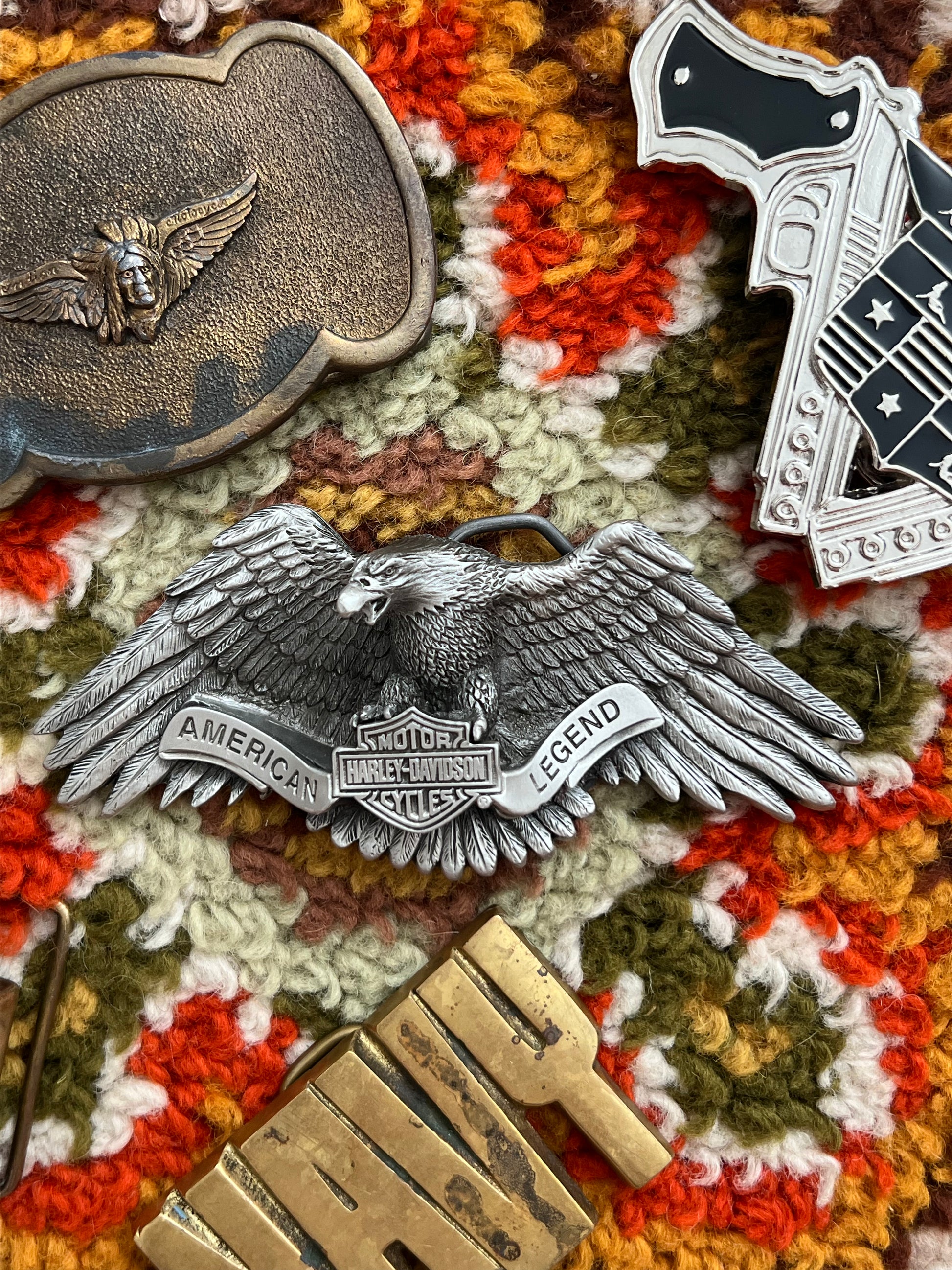 '90s Harley-Davdison Vintage Pewter "American Legend" Eagle Buckle