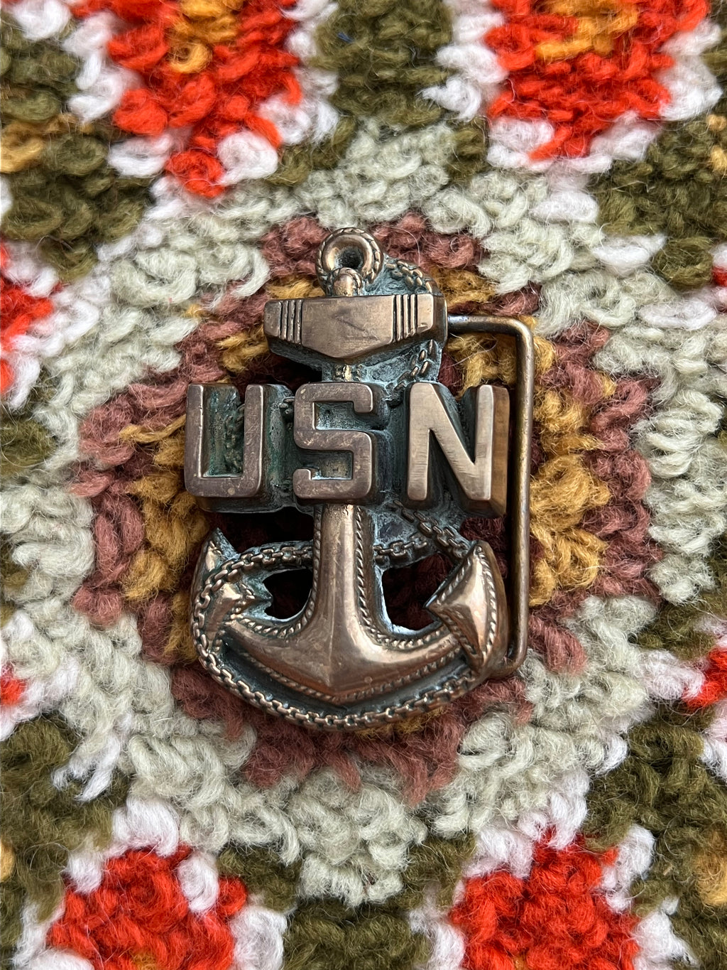 1978 BBB Vintage Solid Brass "USN" Anchor Buckle
