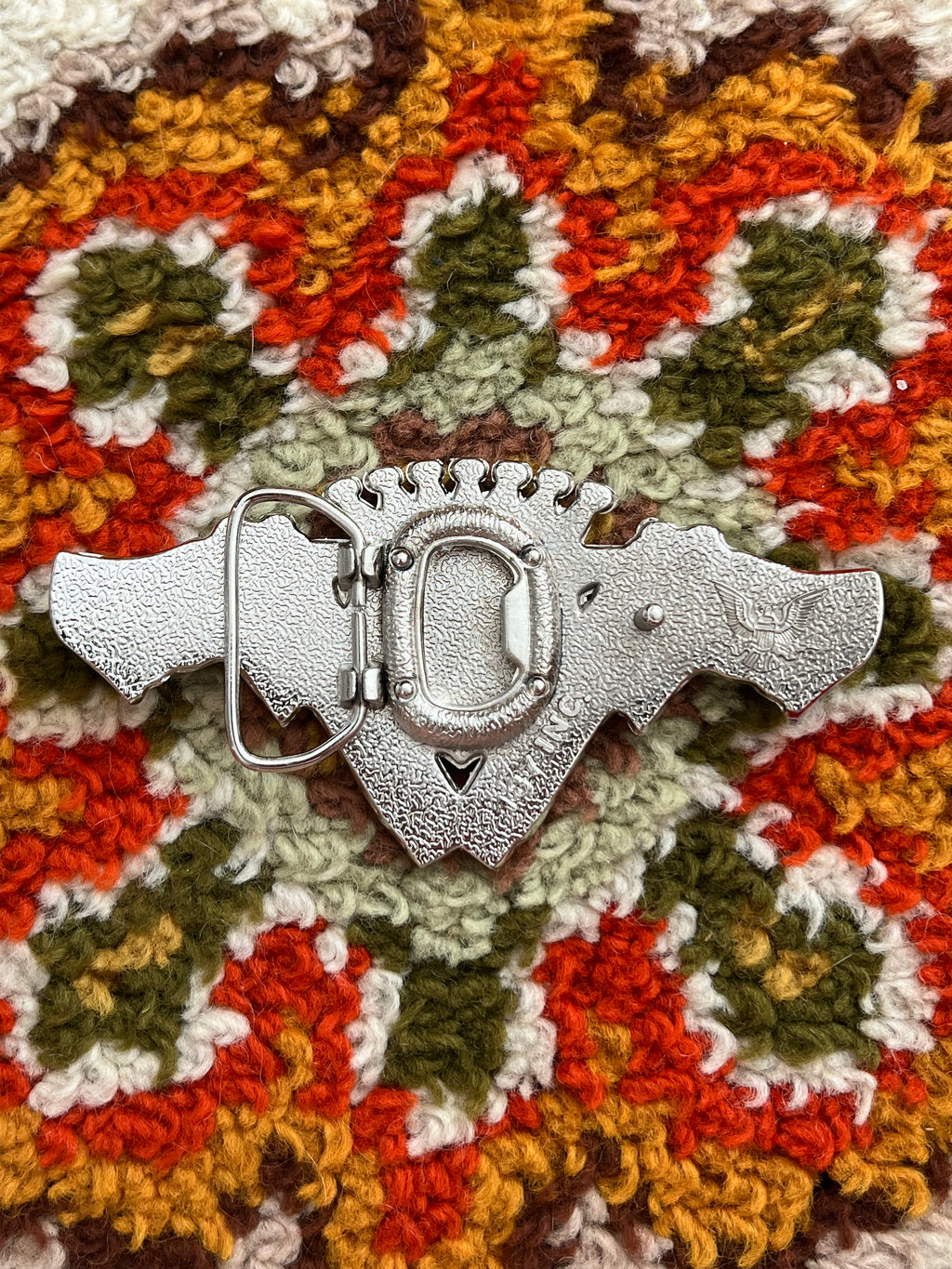 '80s 187 INC. Vintage Chrome Finish Cadillac Crest W/ Revolvers Bottle Opener Buckle