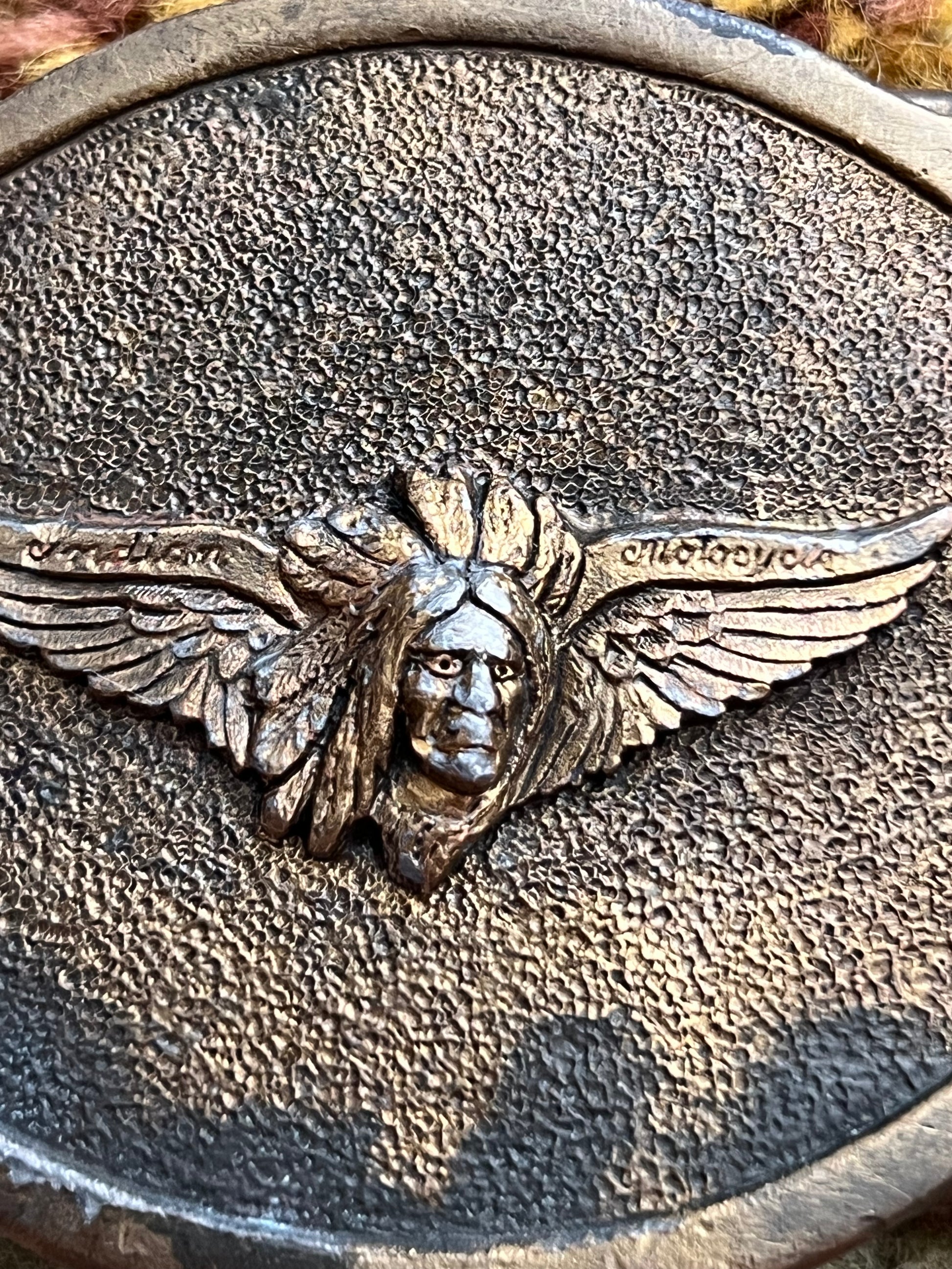 '70s Vintage Brass Plated Indian Motorcycles Motif Buckle