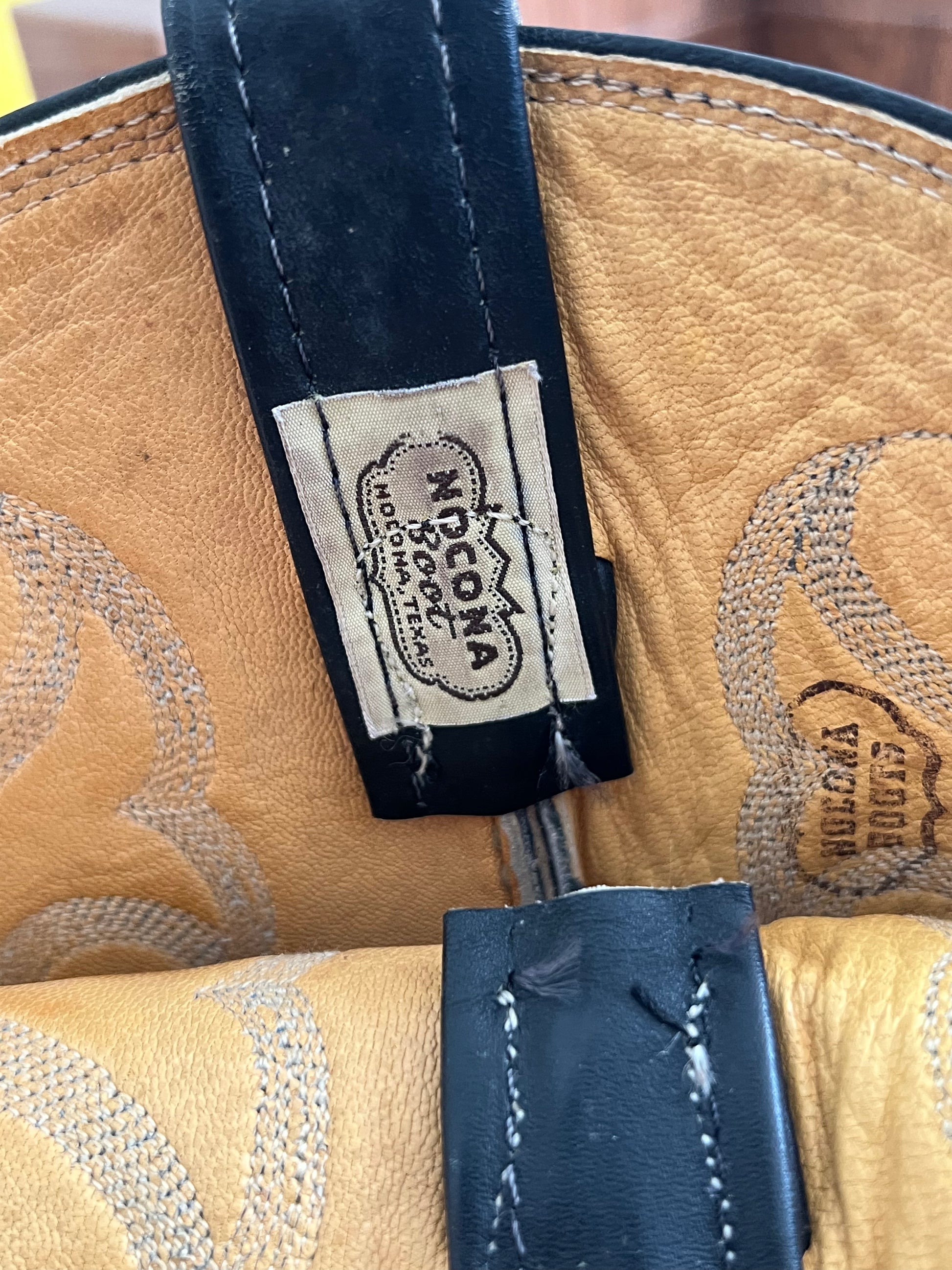 '80s-'90s Nocona Vintage Black/Green Leather And Snake Skin R Toe Boots Made In USA 10.5D