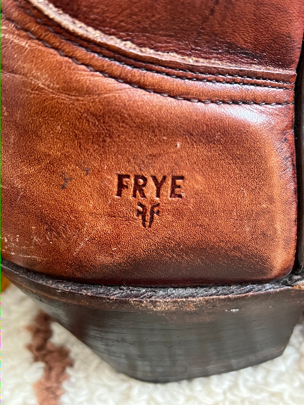 Y2K Frye Vintage Billy Mahogany Leather R Toe Boots Made In USA 11D