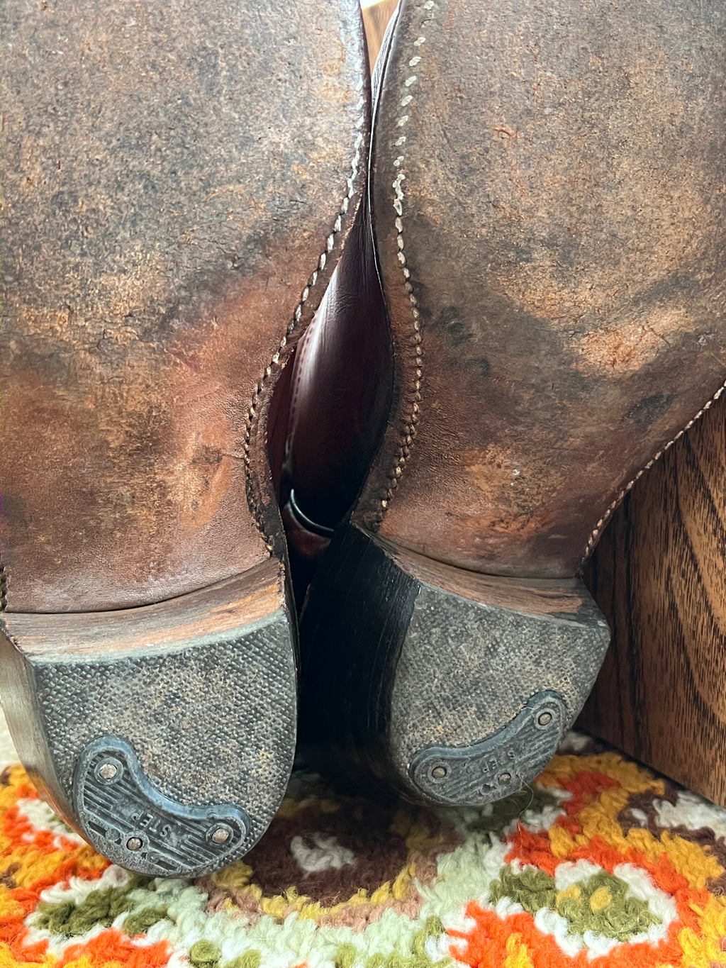 Y2K Frye Vintage Billy Mahogany Leather R Toe Boots Made In USA 11D