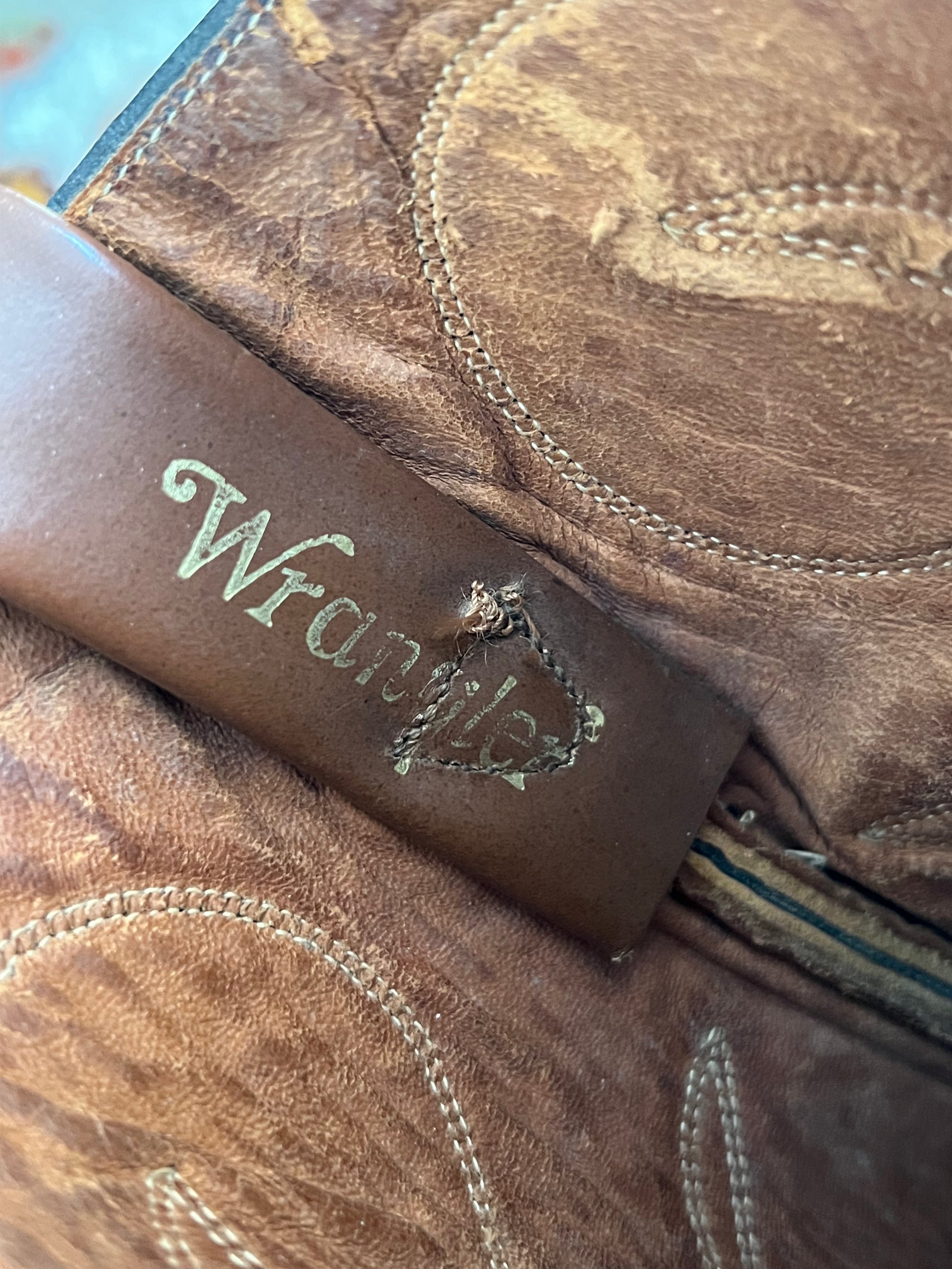 '70s Wrangler Vintage Brown Crocodile Skin and Leather J Toe Boots 10.5
