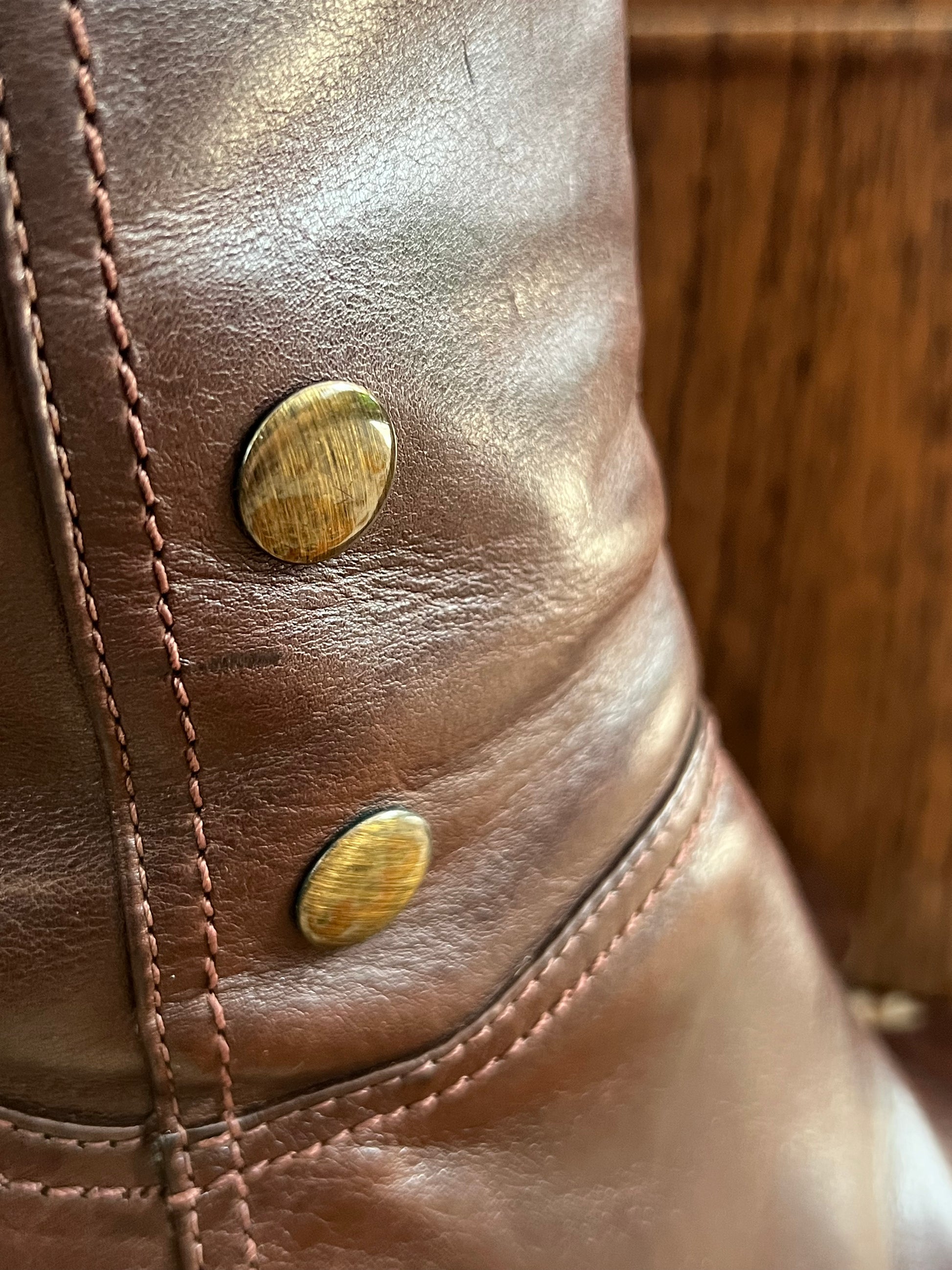 Y2K Clarks Vintage Brown Leather Below Knee Zip-Up Round Toe Heel Boots 7M