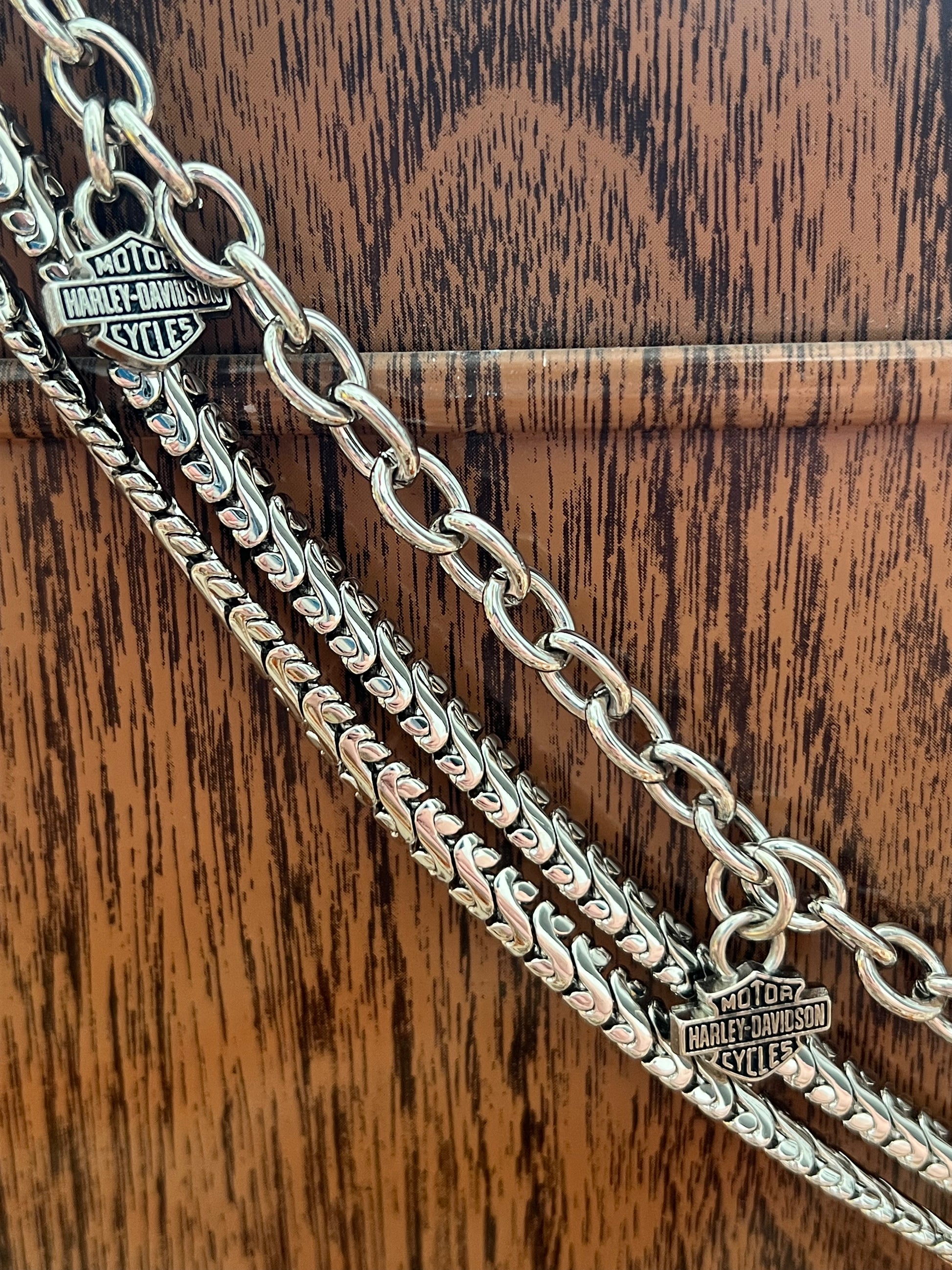 '90s Harley Davdison Vintage Silver Logo Multi-Chain Belt NOS S