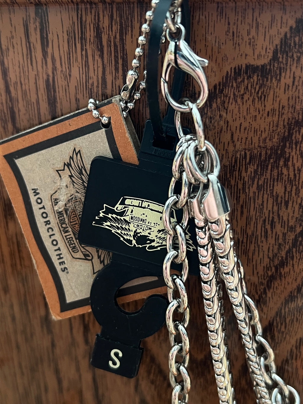 '90s Harley Davdison Vintage Silver Logo Multi-Chain Belt NOS S