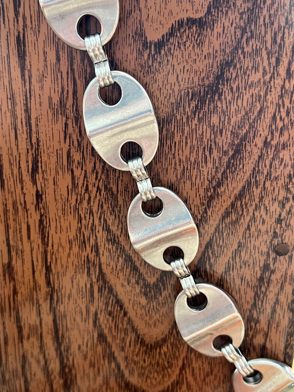 '80s-'90s Vintage Silver Metal Tab Chain Adjustable Belt