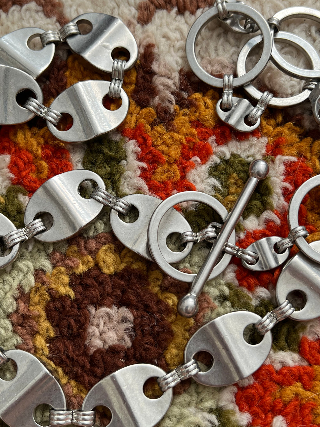 '80s-'90s Vintage Silver Metal Tab Chain Adjustable Belt