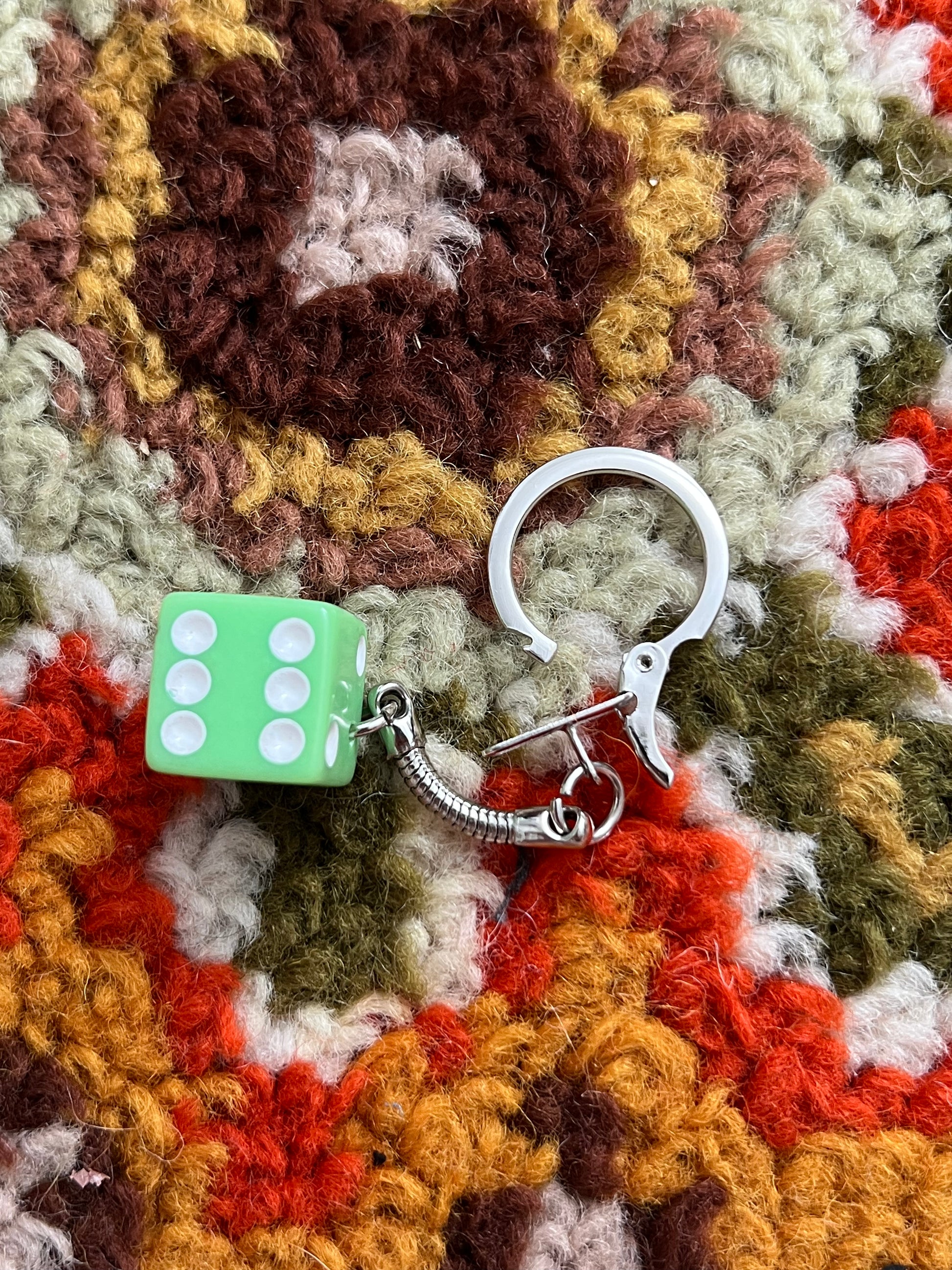 Handmade Vintage Green Small Dice Keychain
