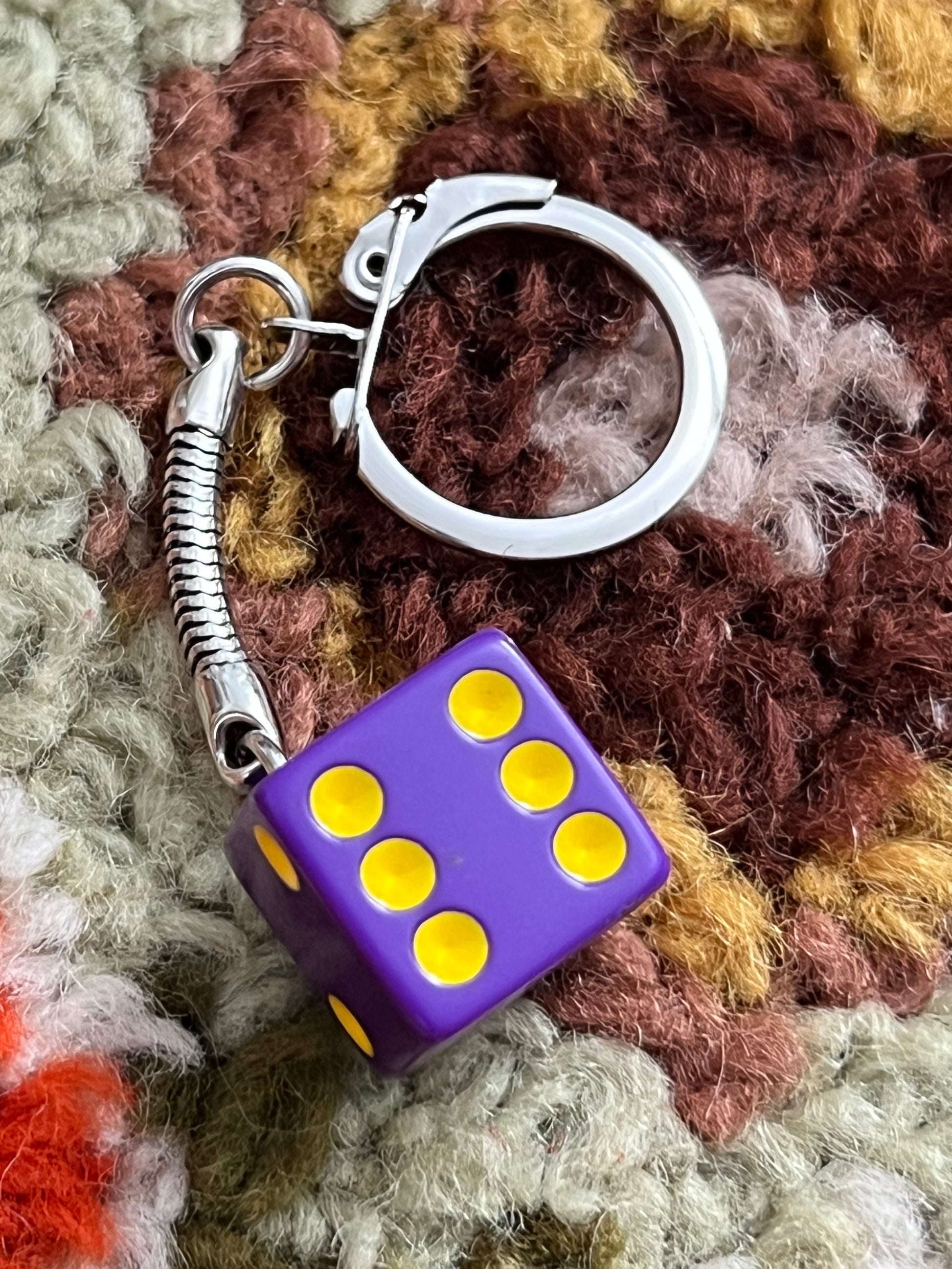 Handmade Vintage Purple Small Dice Keychain